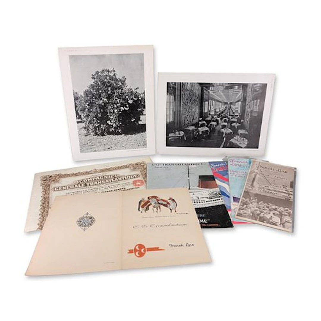 8pc French Line Compagnie Generale Transatlantique Ephemera Collection