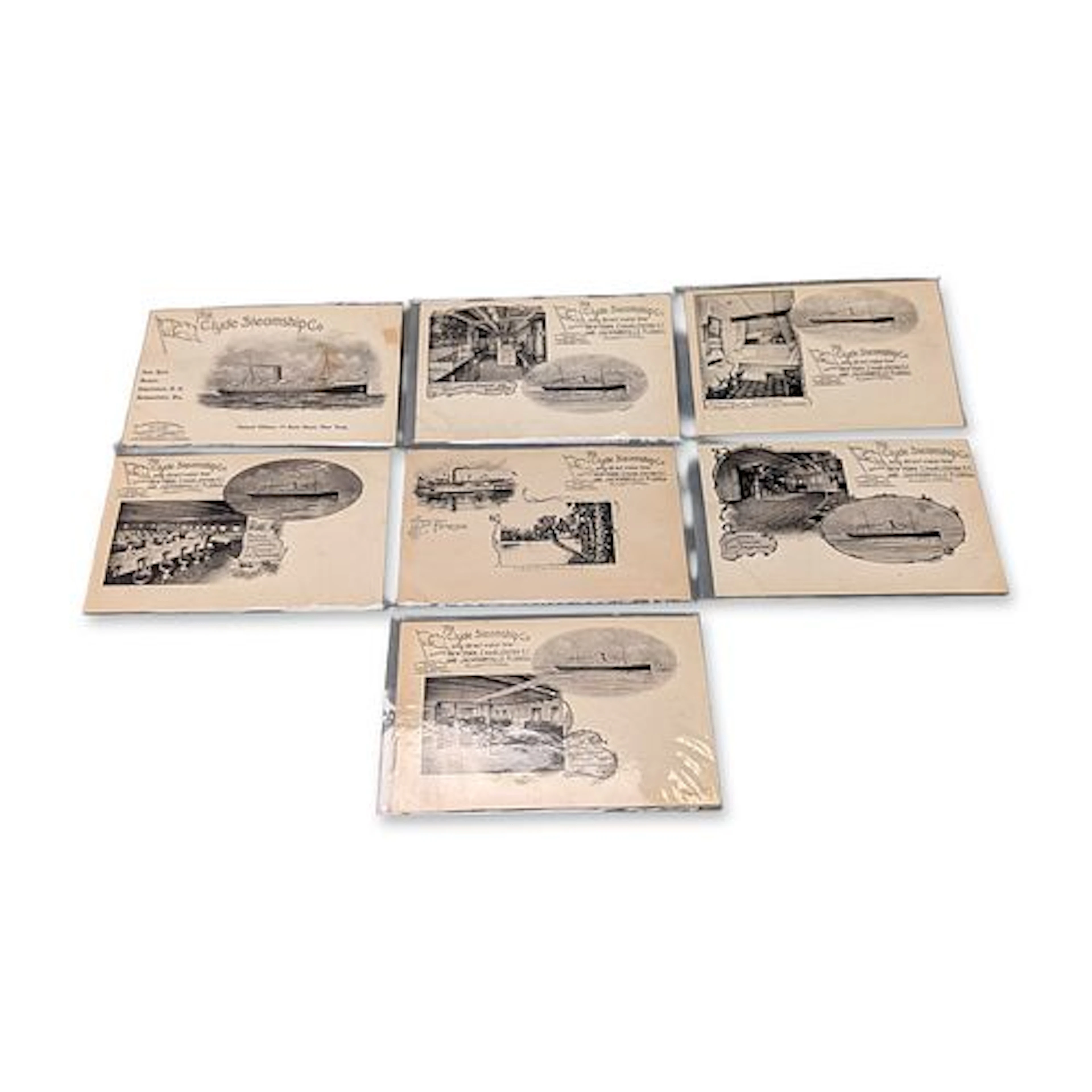 7pc Clyde Steamship Company Souvenir Postcard Collection
