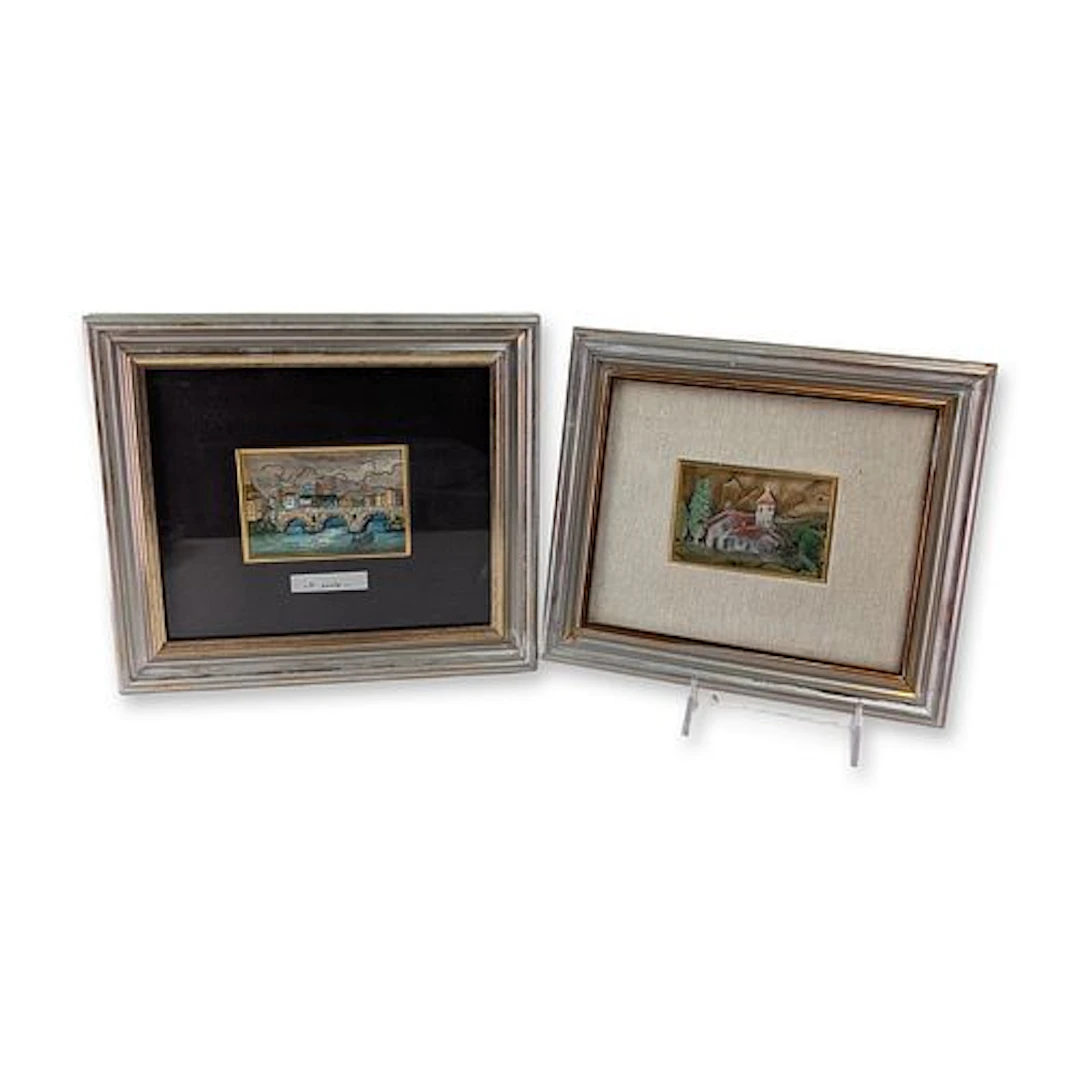 Luigi Italian Metal Relief Dioramas Pair (Signed)
