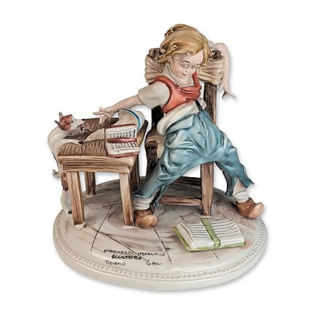 Tiziano Galli Capodimonte Stanchezza Infantile Porcelain Figurine