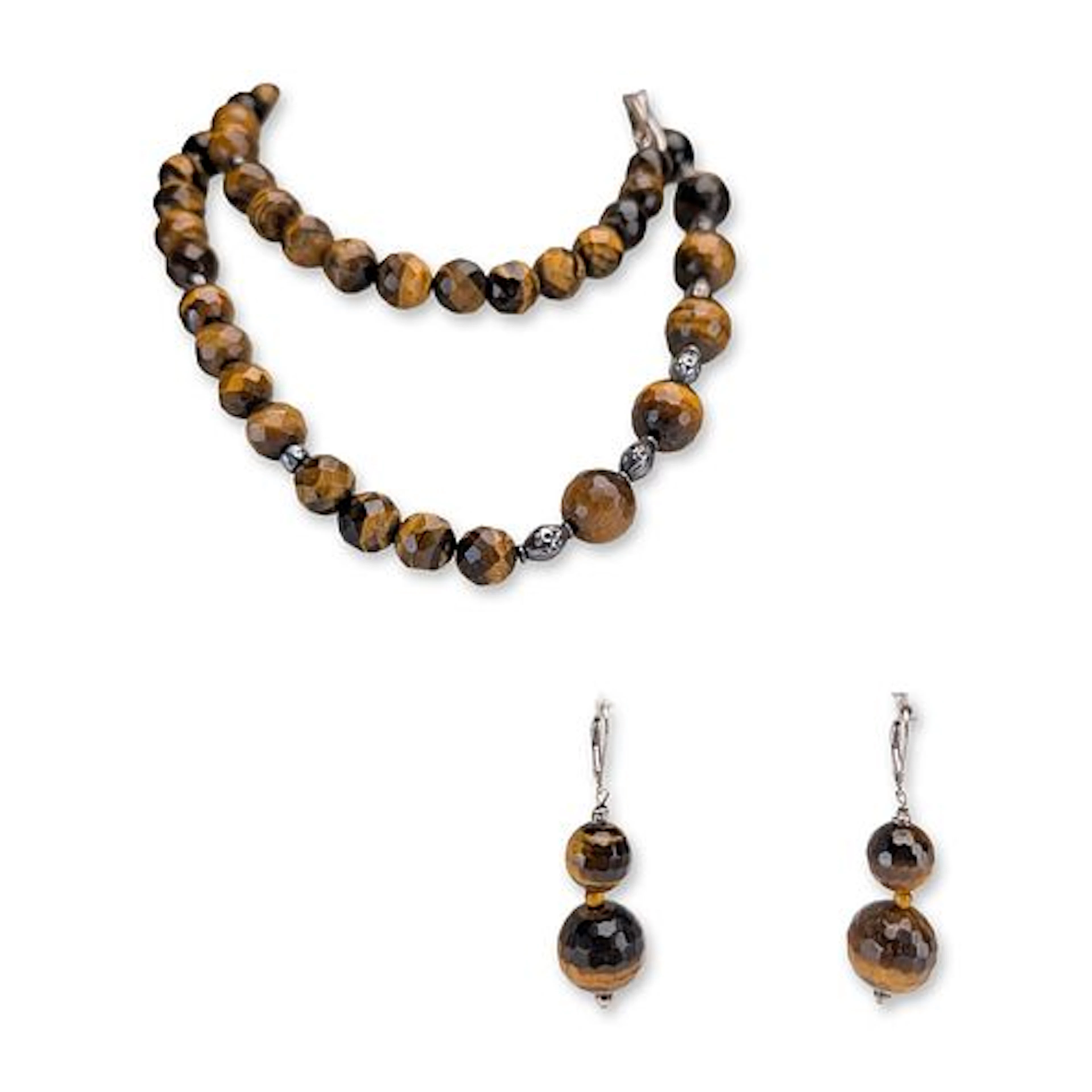 2pc Faceted Tiger's Eye and Sterling Silver Jewelry Set