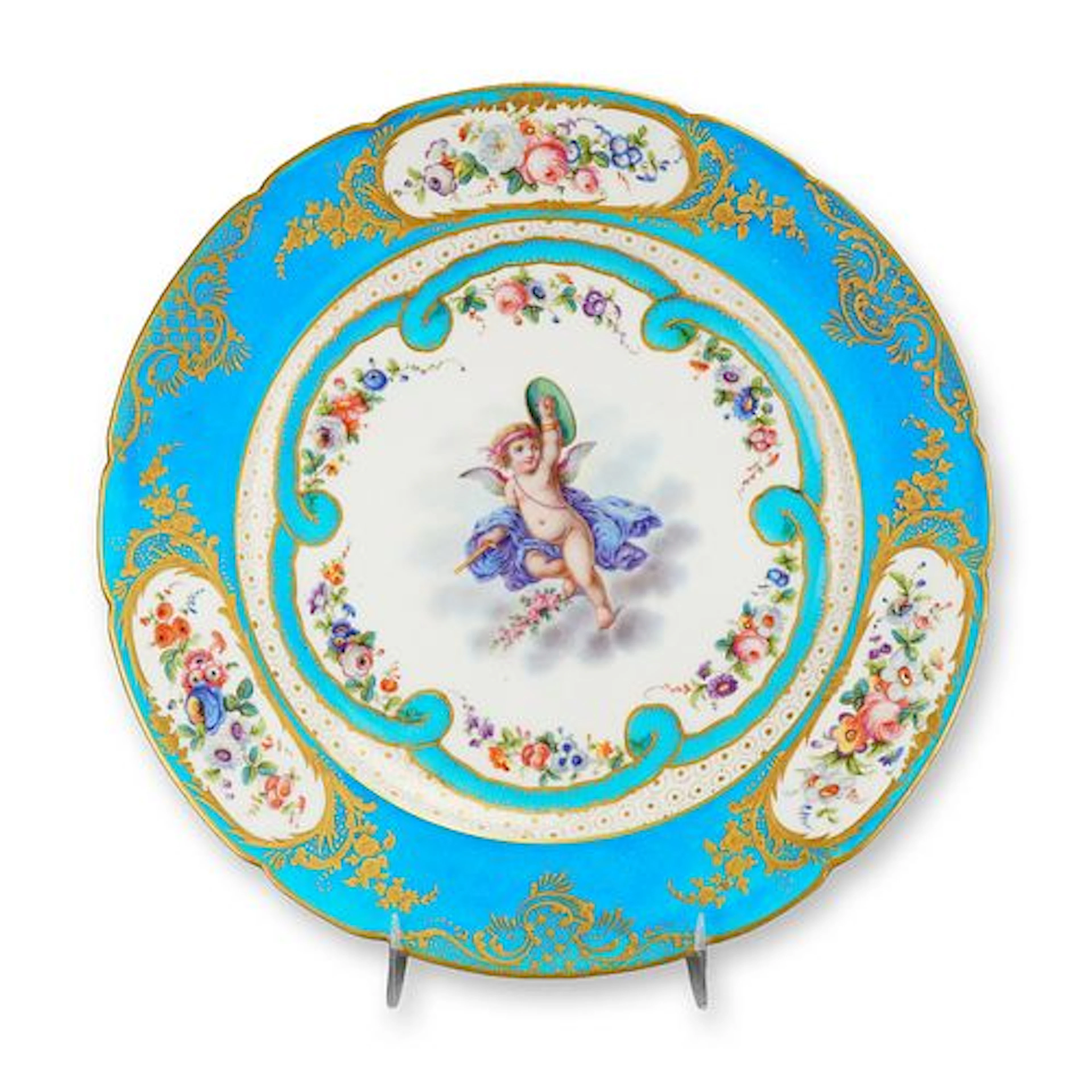French Sevres Rococo Style Porcelain Cabinet Plate