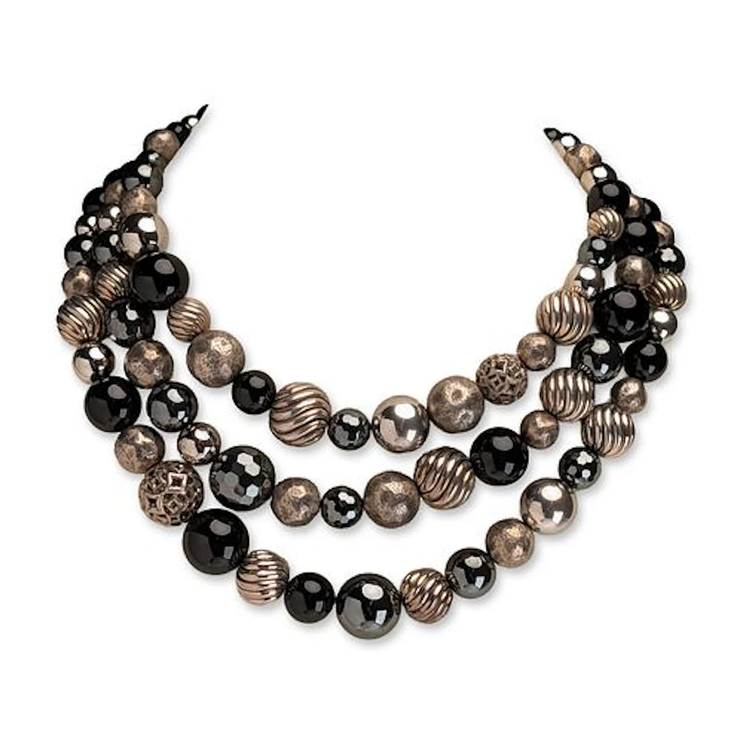 David Yurman Sterling Silver Triple Strand Elements Necklace