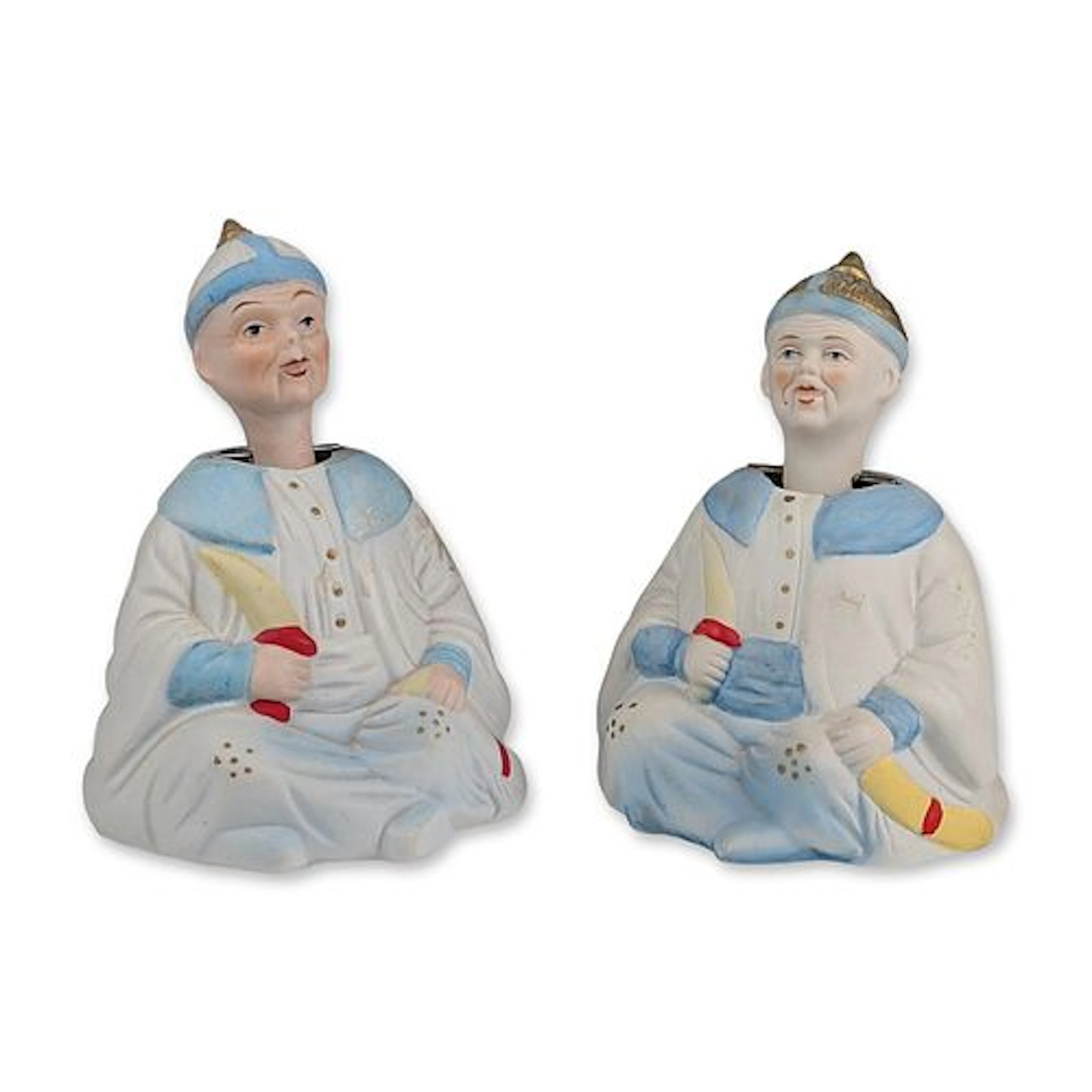 Pair of Bisque Porcelain Chinese Nodder Figurines