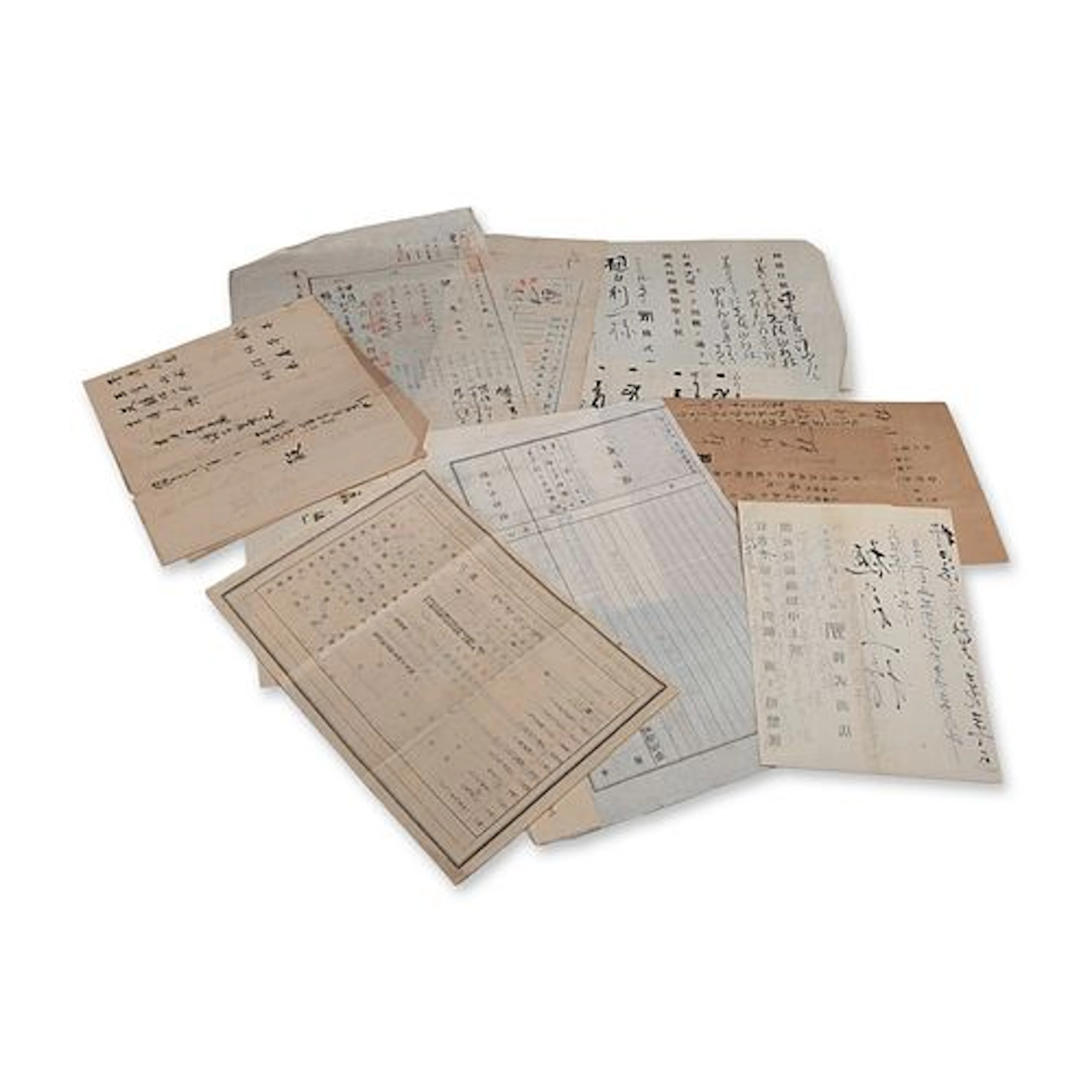 11pc Collection of Meiji and Taisho Era Japanese Documents and Correspondence