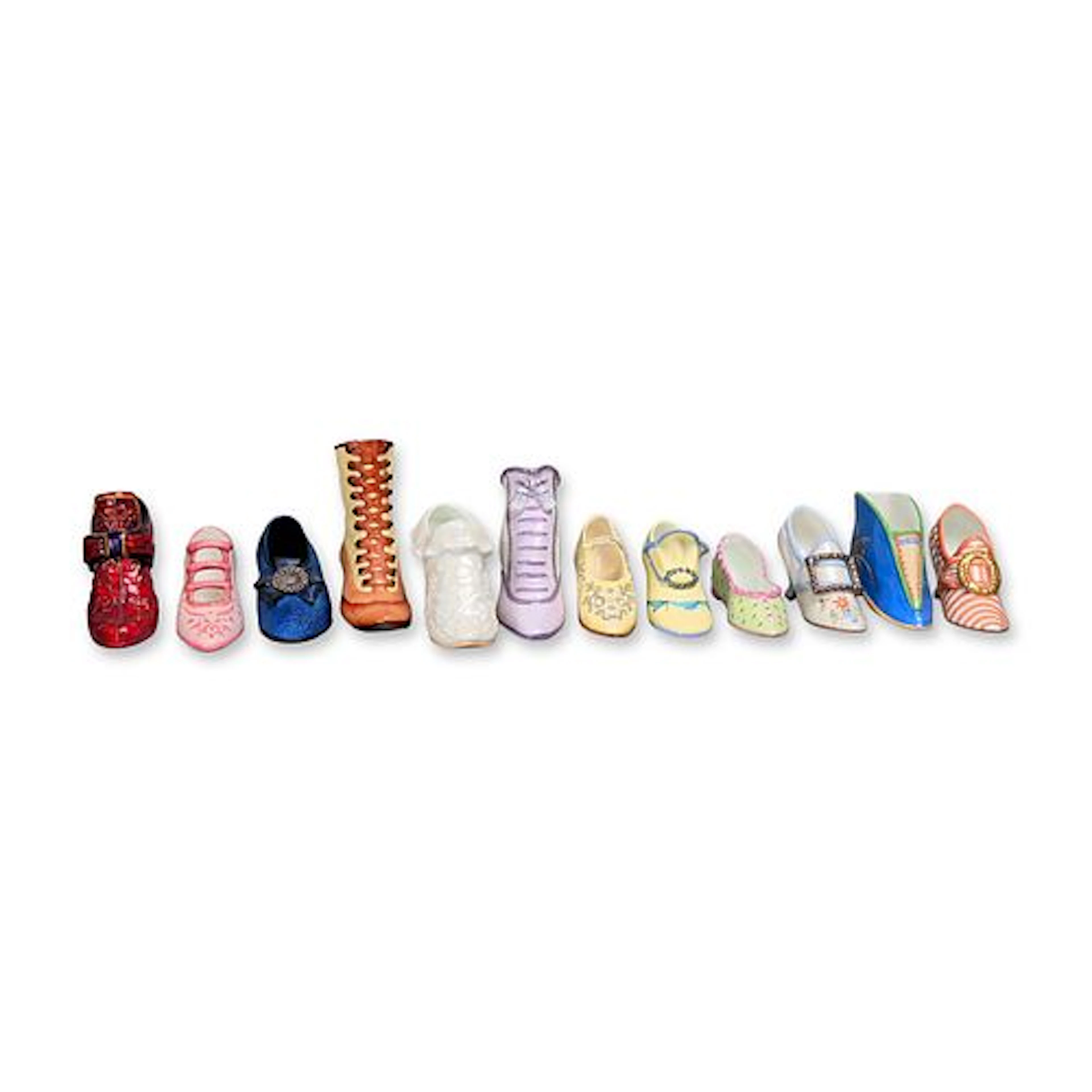 12pc Gainsborough Fine Bone China Historical Style Miniature Shoe Figurines