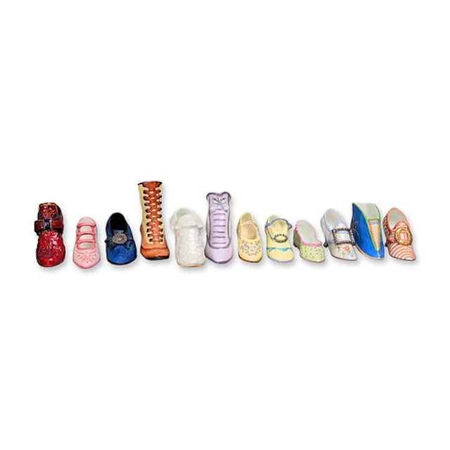 12pc Gainsborough Fine Bone China Historical Style Miniature Shoe Figurines