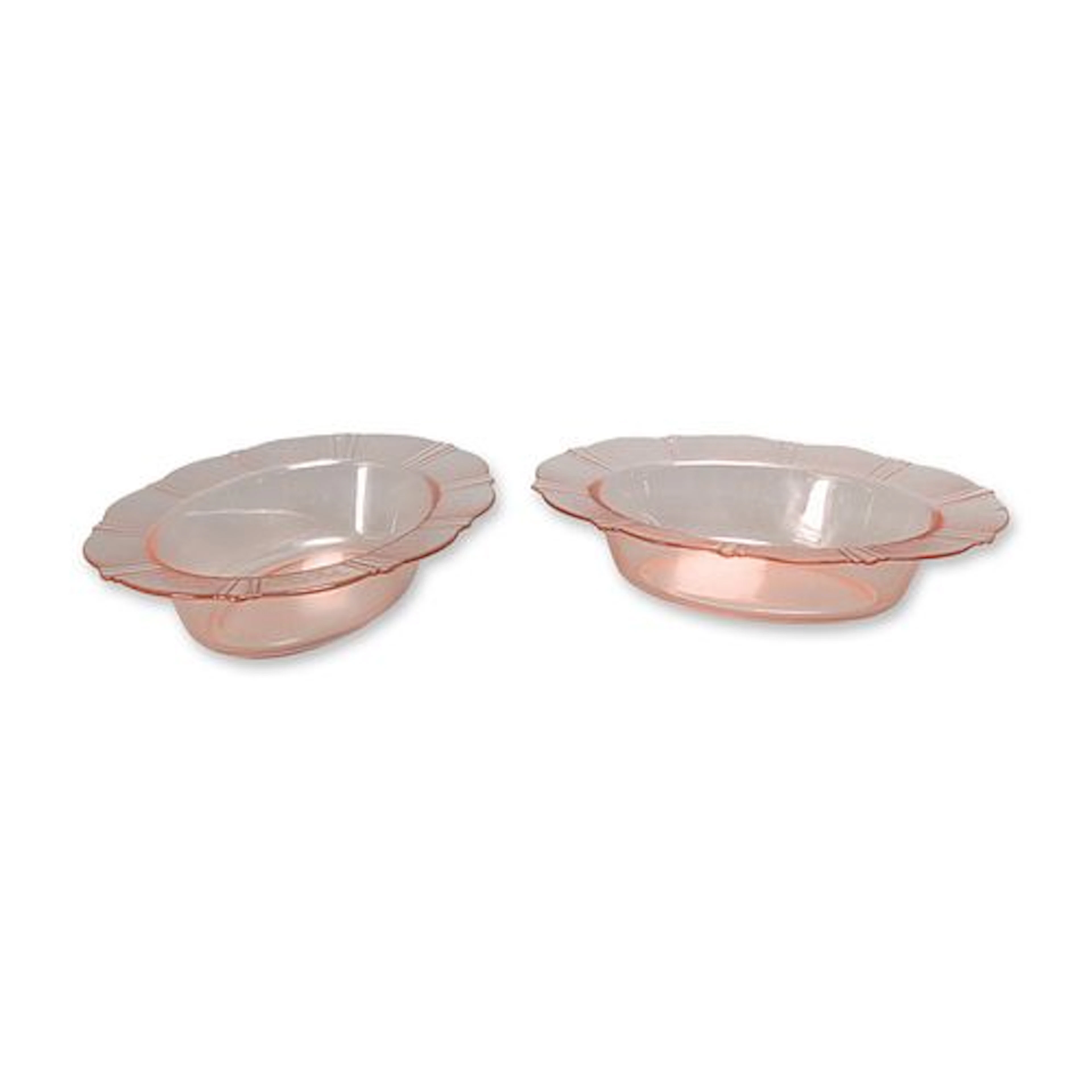 2pc Pink Depression Glass Oval Serving Bowls