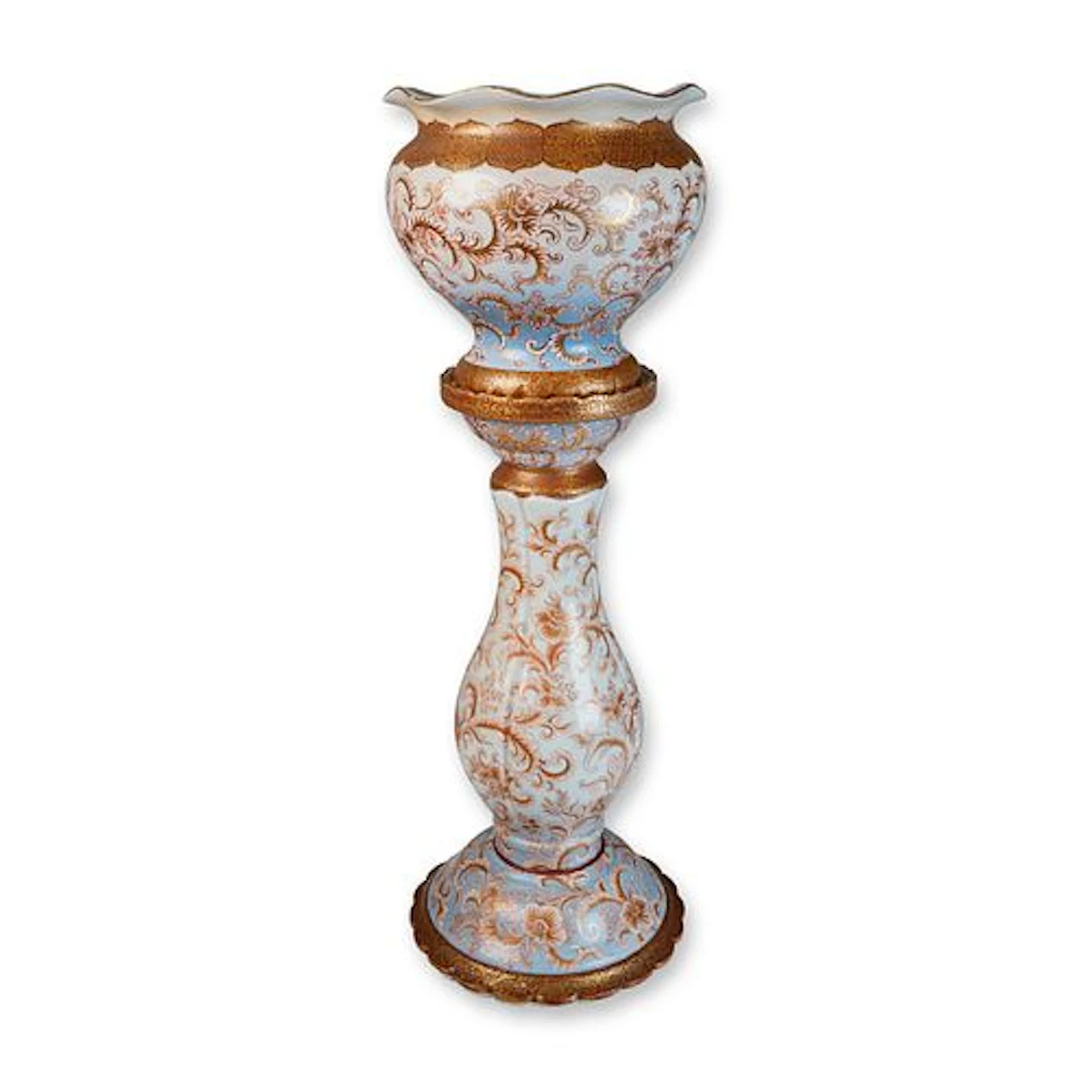 3pc Japanese Kutani Pedestal Jardiniere
