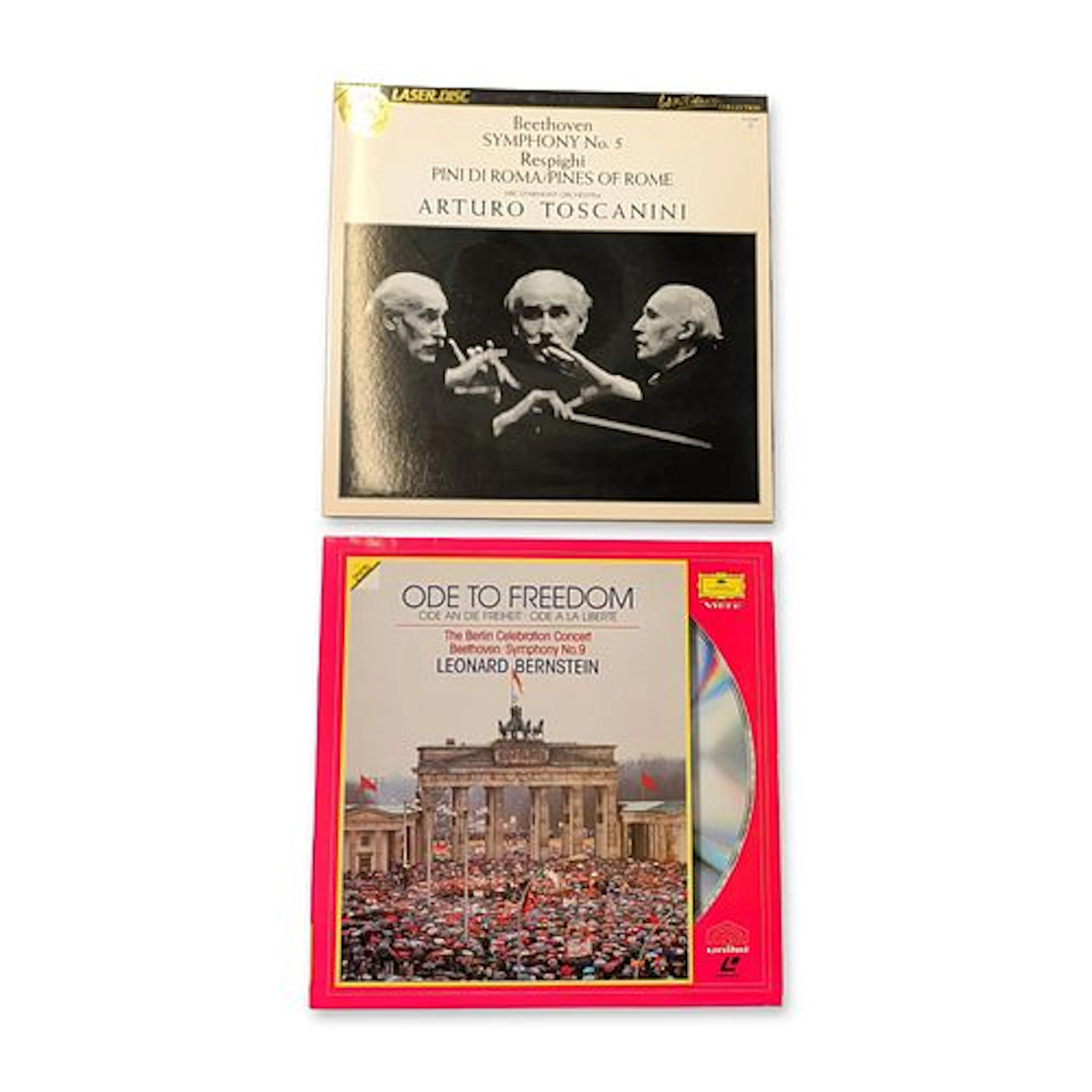 Two Classical Music LaserDiscs Featuring Leonard Bernstein and Arturo Toscanini
