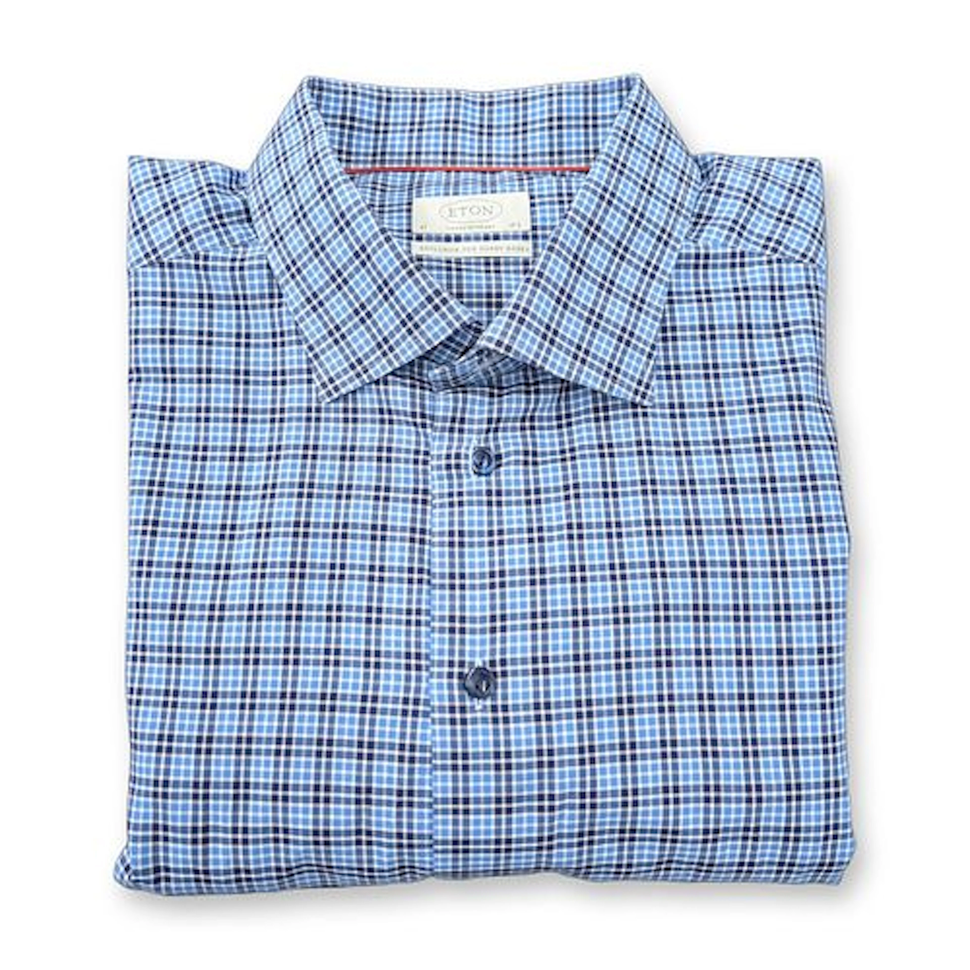 Eton Contemporary Fit Blue Check Long Sleeve Dress Shirt