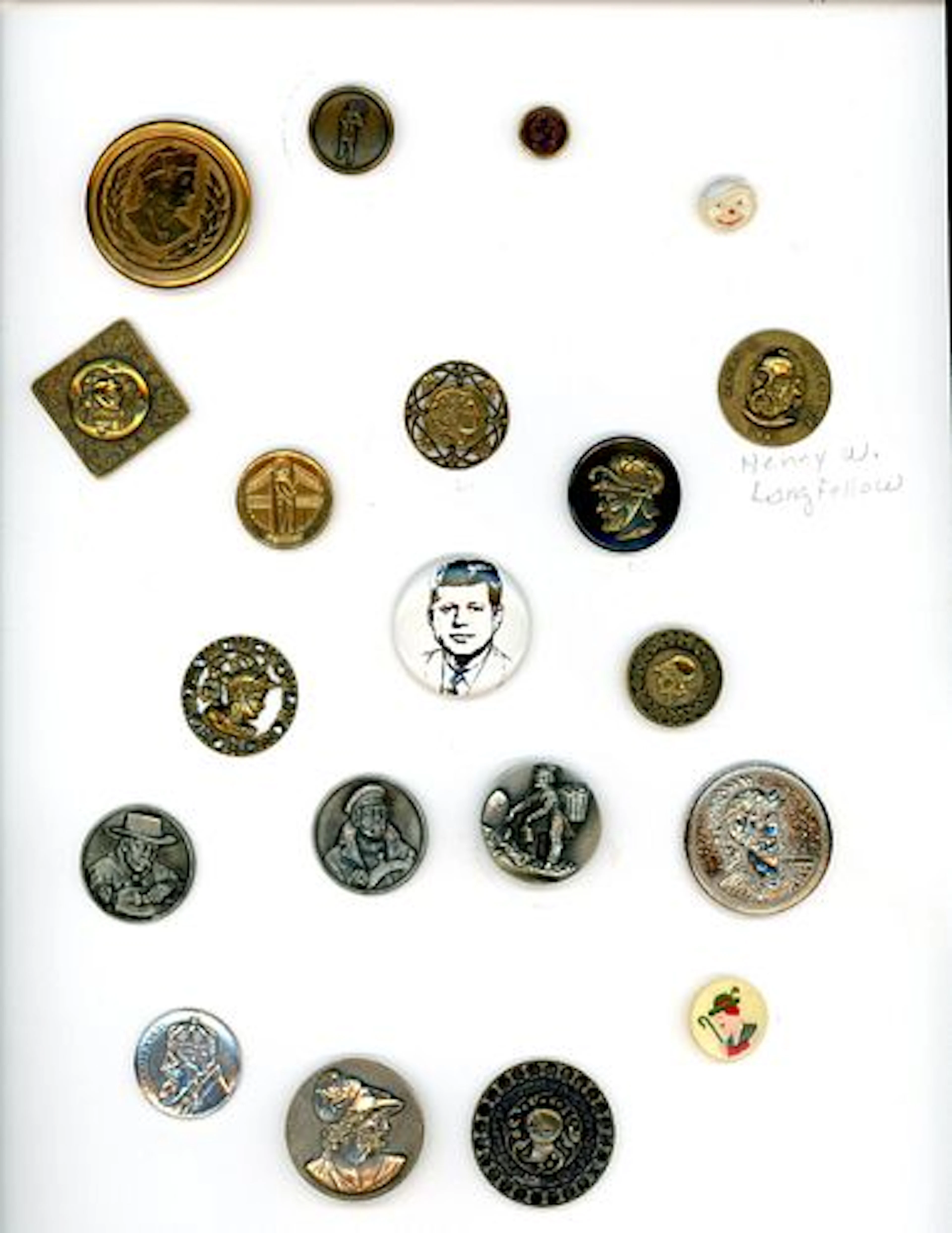 A CARD OF DIVISION ONE AND THREE MEN BUTTONS