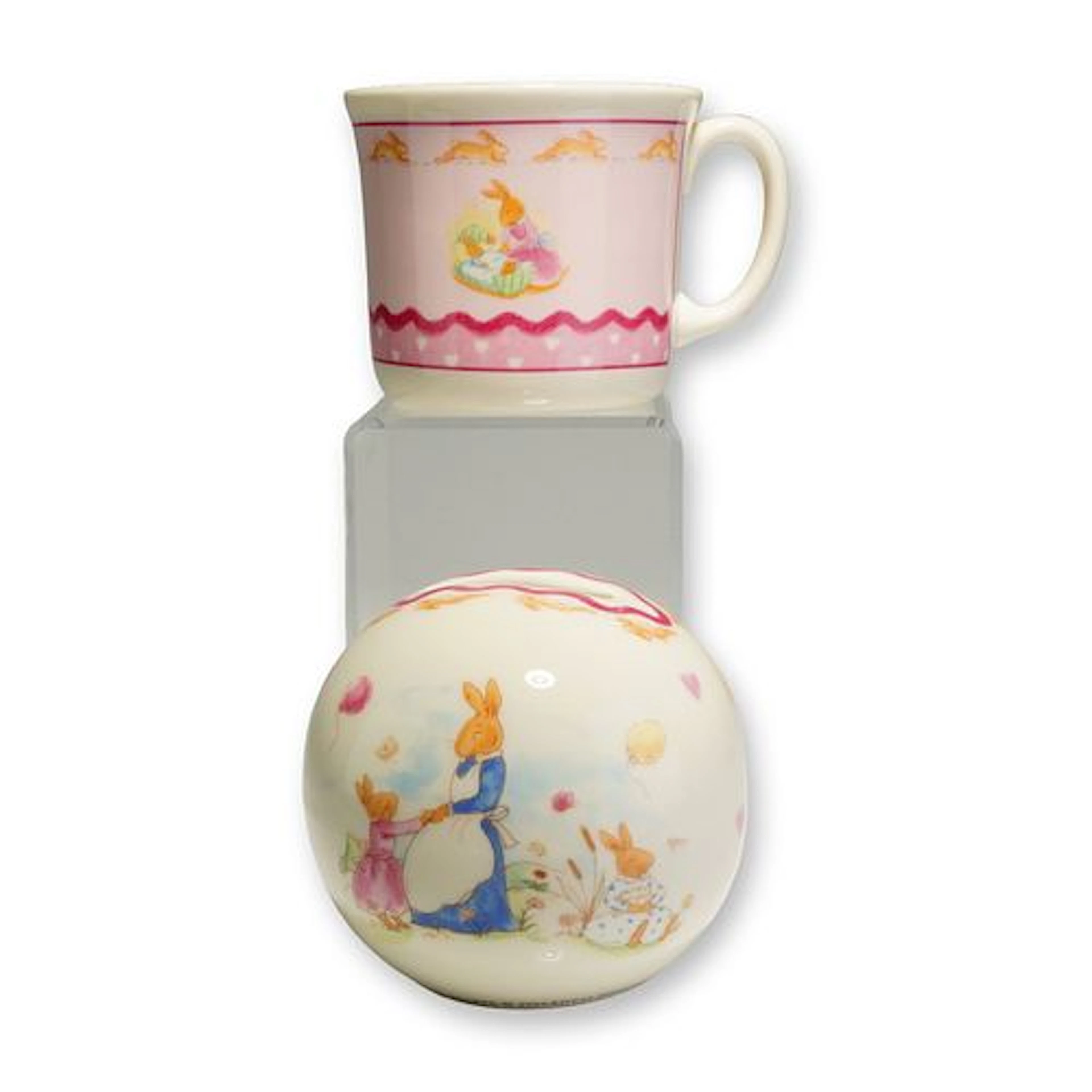 2pc Royal Doulton Bunnykins Sweet Hearts Mug and Money Bank