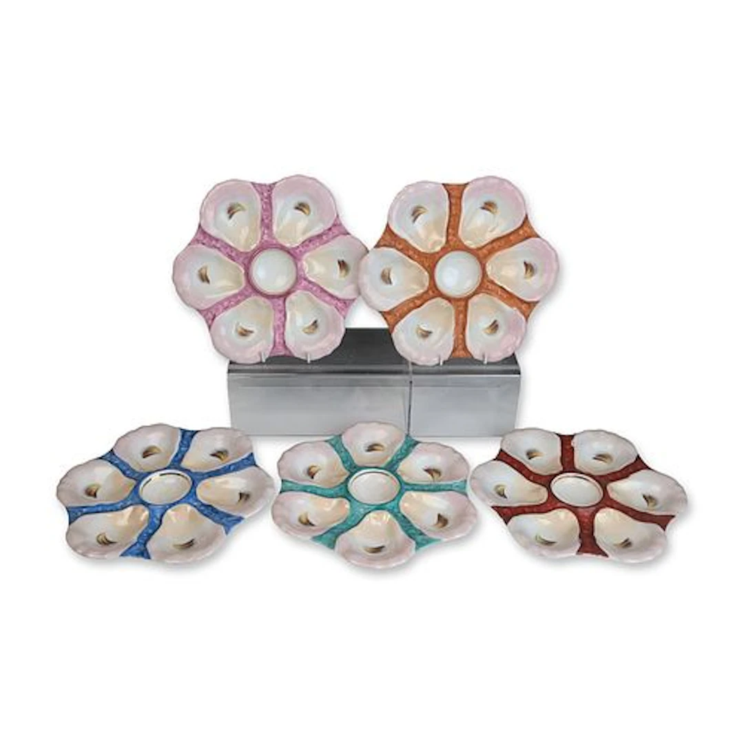 5pc Scrolled Porcelain Oyster Plates