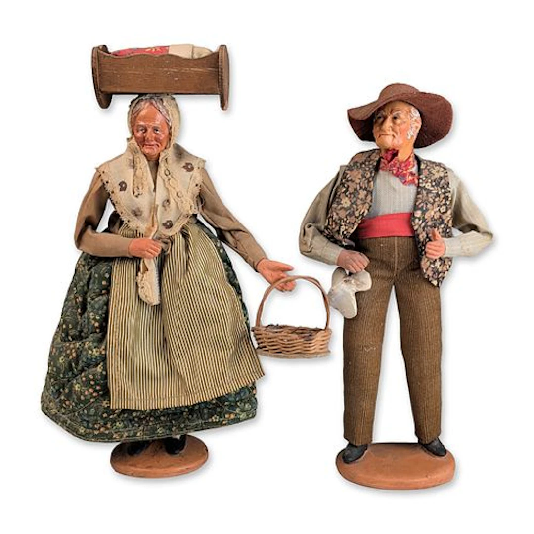 2pc S. Jouglas Provencal Santons Terracotta Figurines