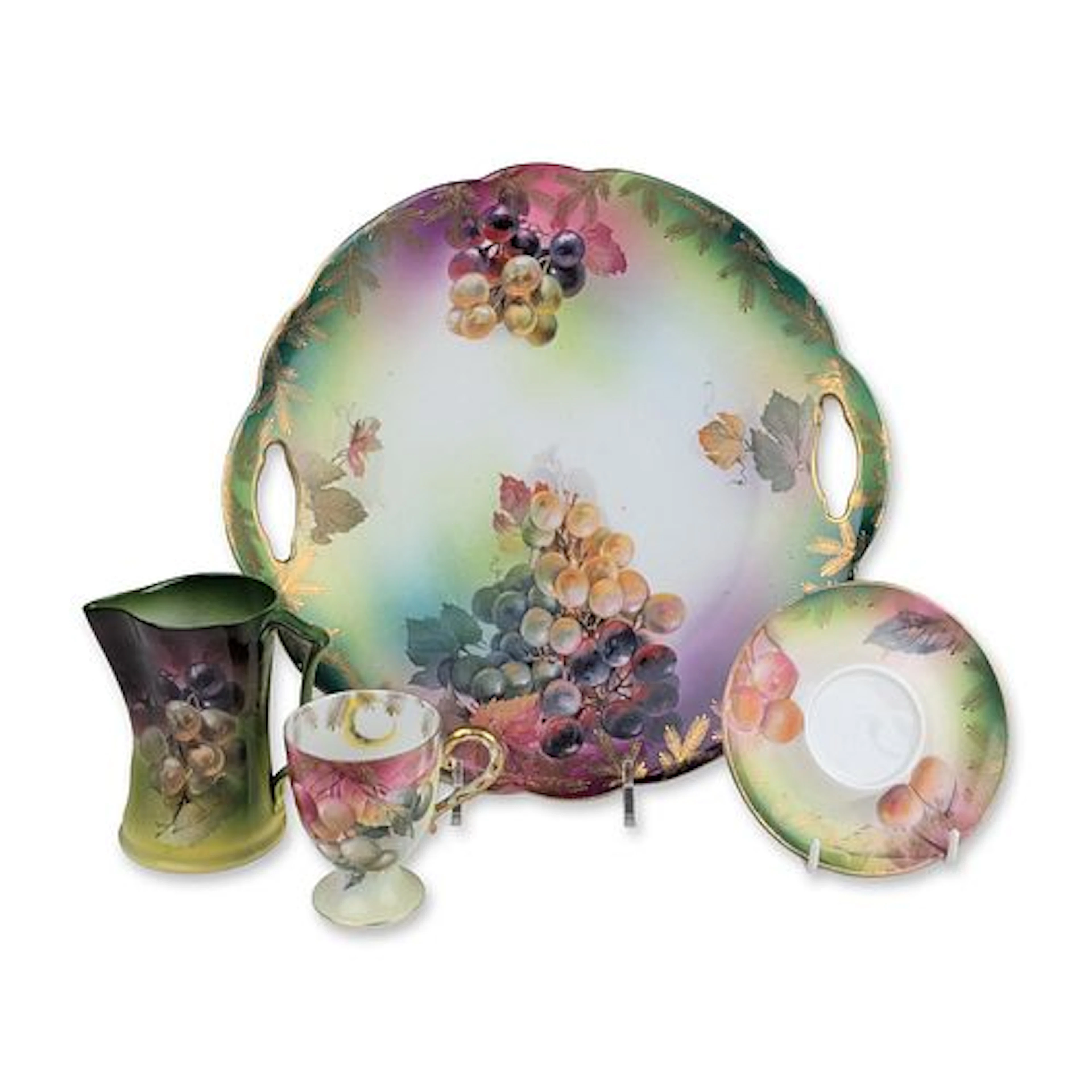 Royal Bayreuth Prussia Porcelain Grape Pattern Dessert Set