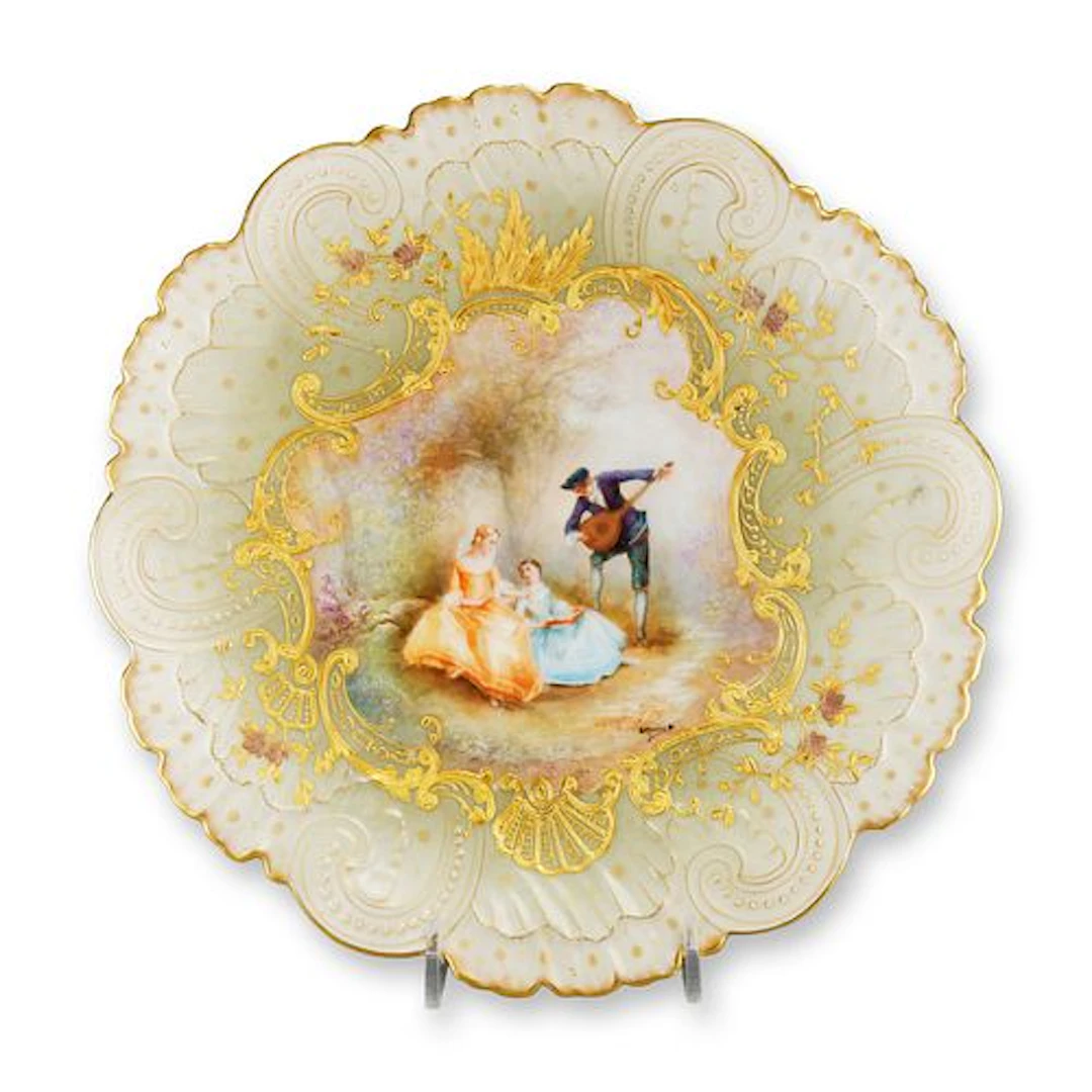 Mansard Paris Belle Epoque Hand-Painted Rococo Revival Cabinet Plate