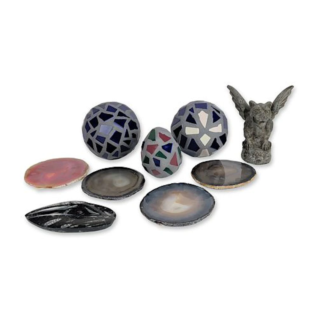 9pc Natural Stones, Fossil and Garden Decor