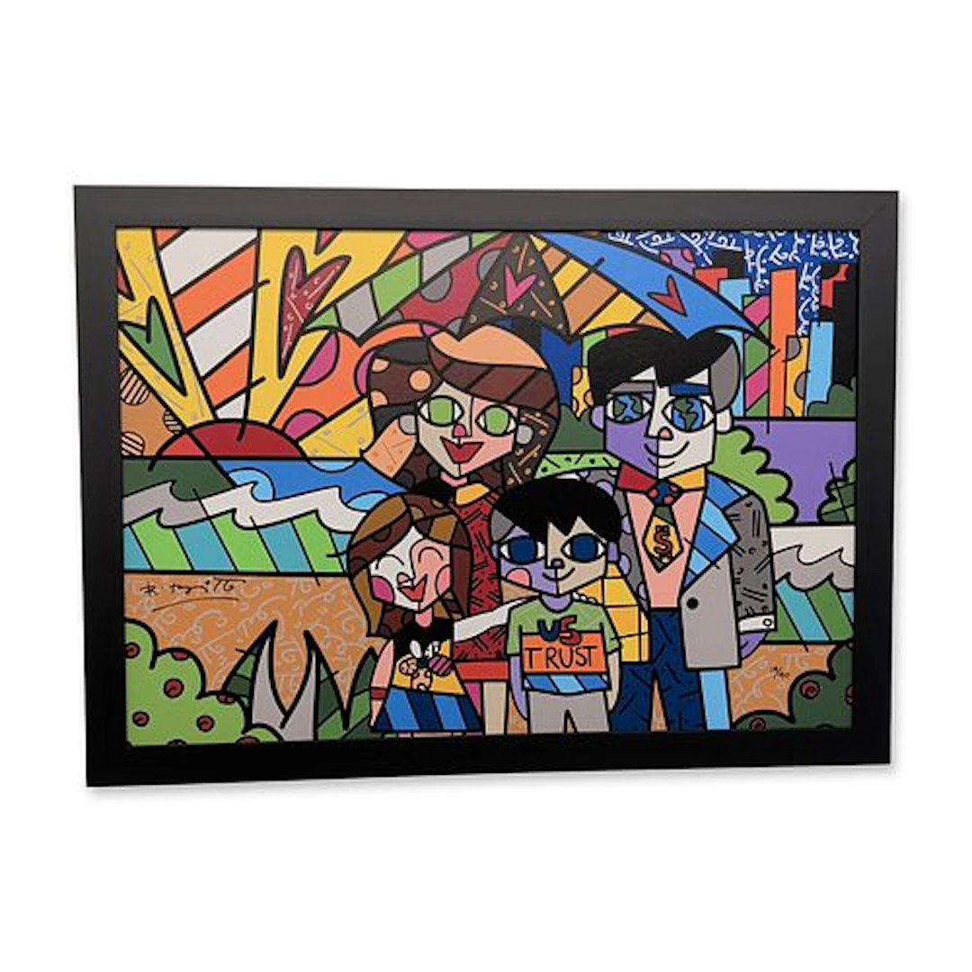 Romero Britto (Brazilian, b. 1963) Framed Giclee on Canvas, U.S. Trust