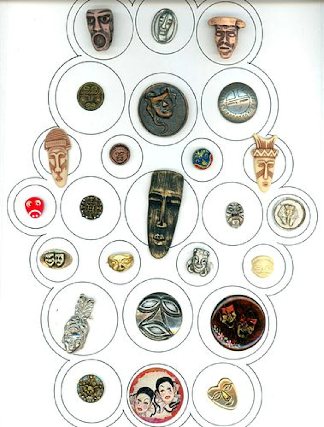 A CARD OF DIVISION 1 & 3 ASSORTED MASK BUTTONS