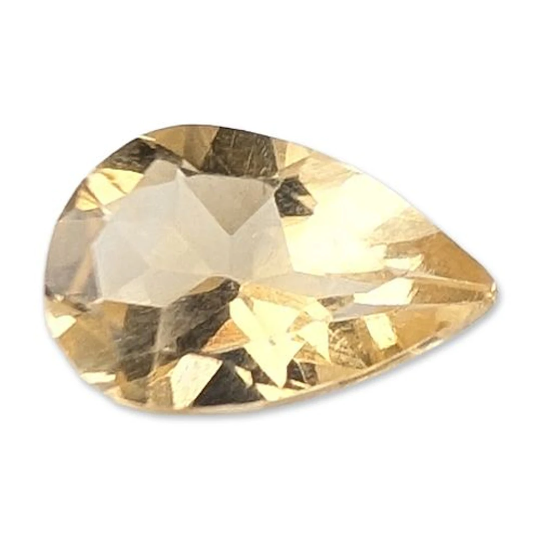 Faceted Pear Cut Yellow Citrine Gemstone