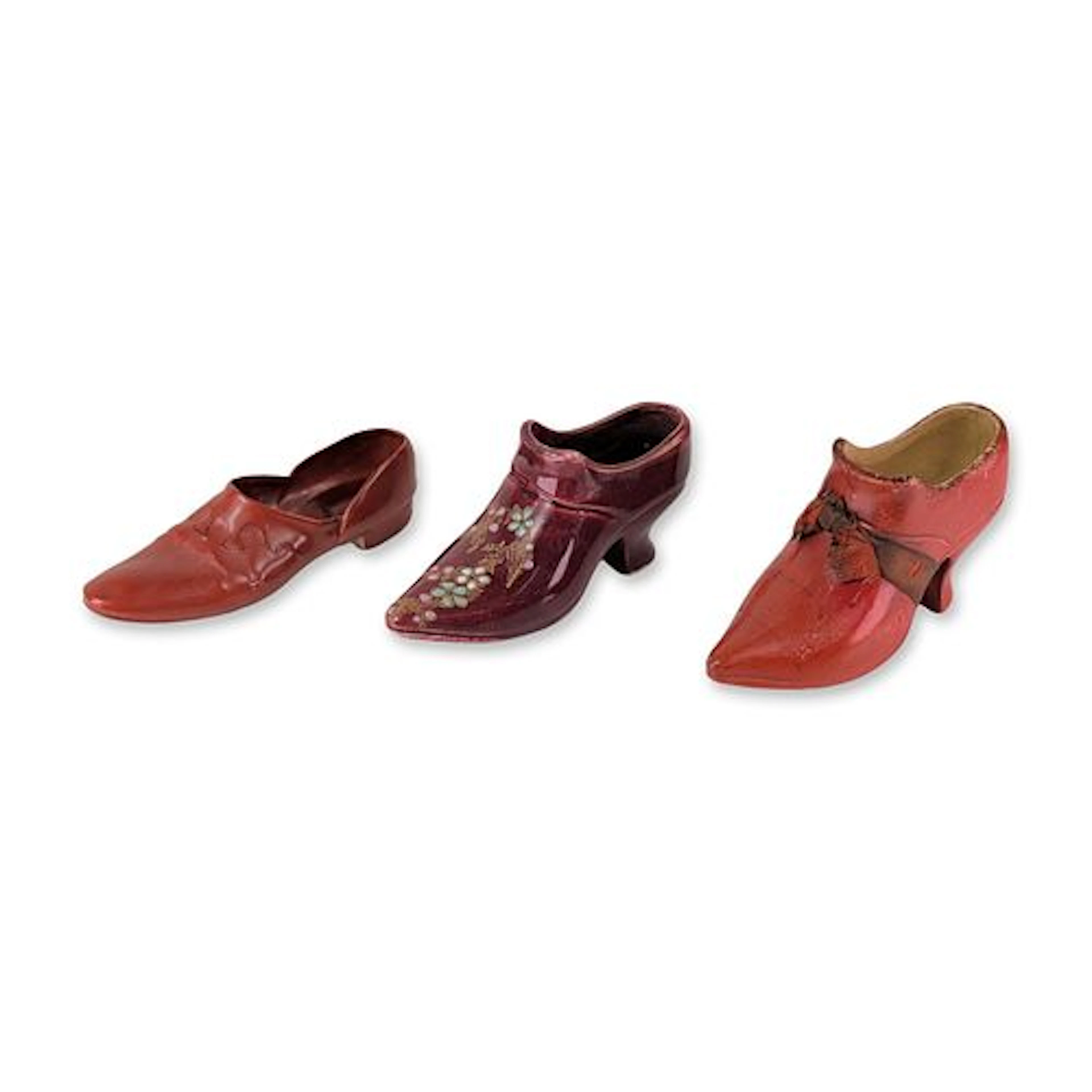 Trio of Decorative Miniature Shoe Figurines Including Elliott London