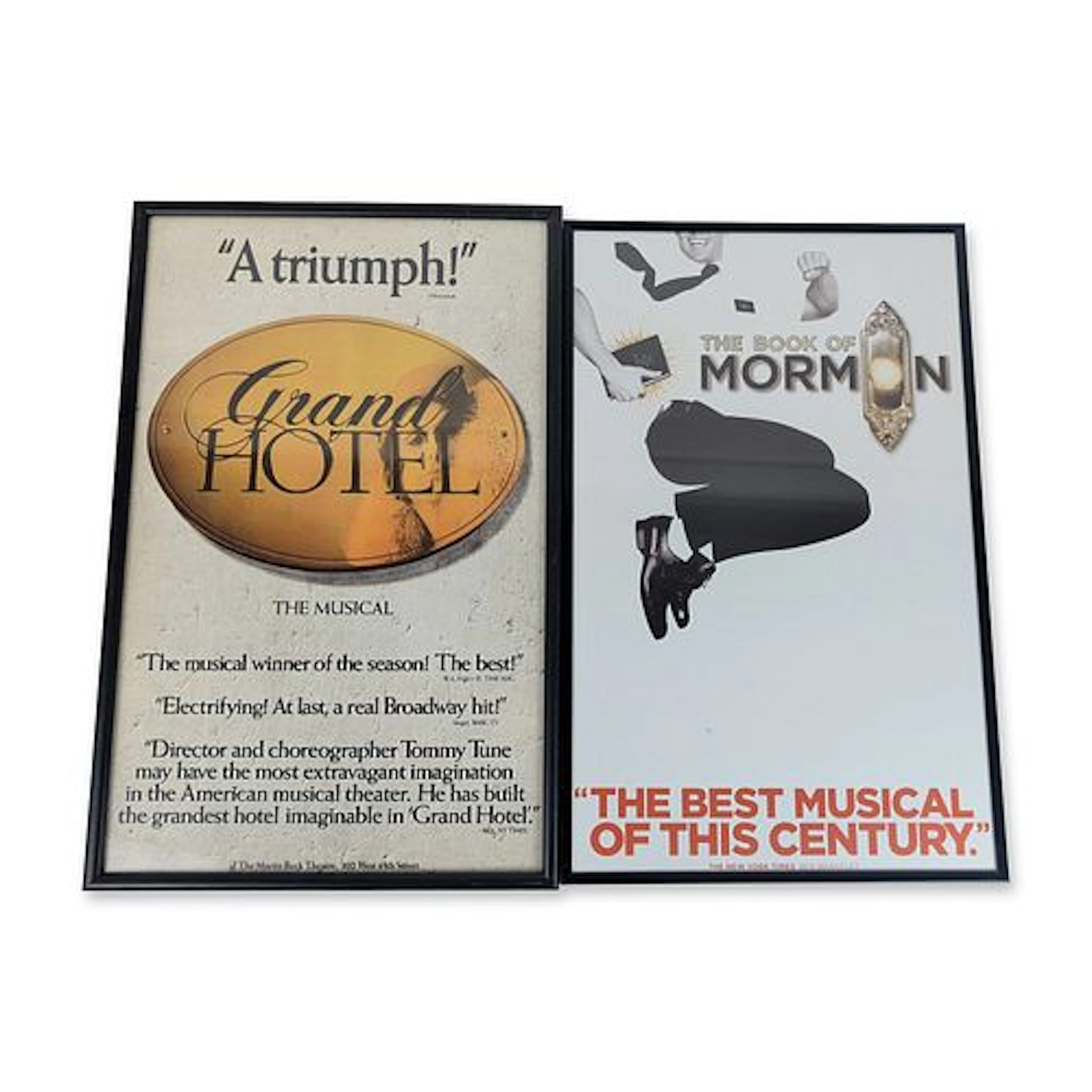 2pc Framed Broadway Musical Window Card Posters