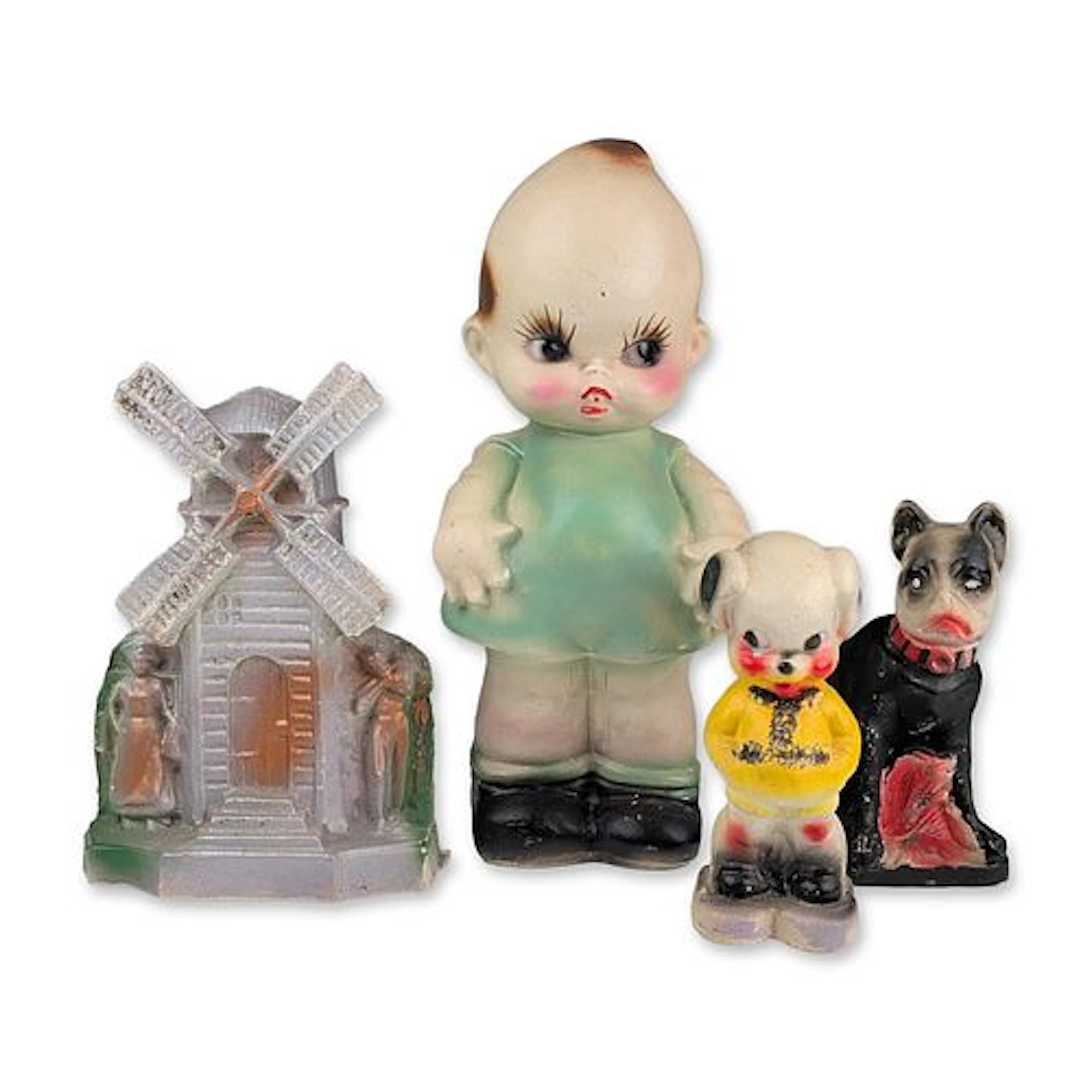 Group of Vintage Painted Chalkware Carnival Figurines