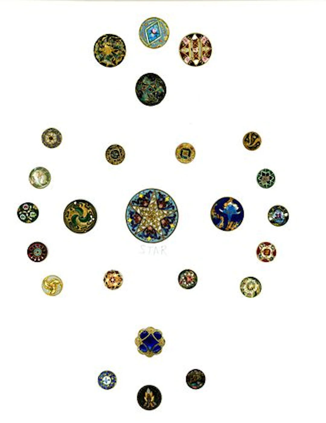A CARD OF DIVISION 0NE ENAMEL BUTTONS