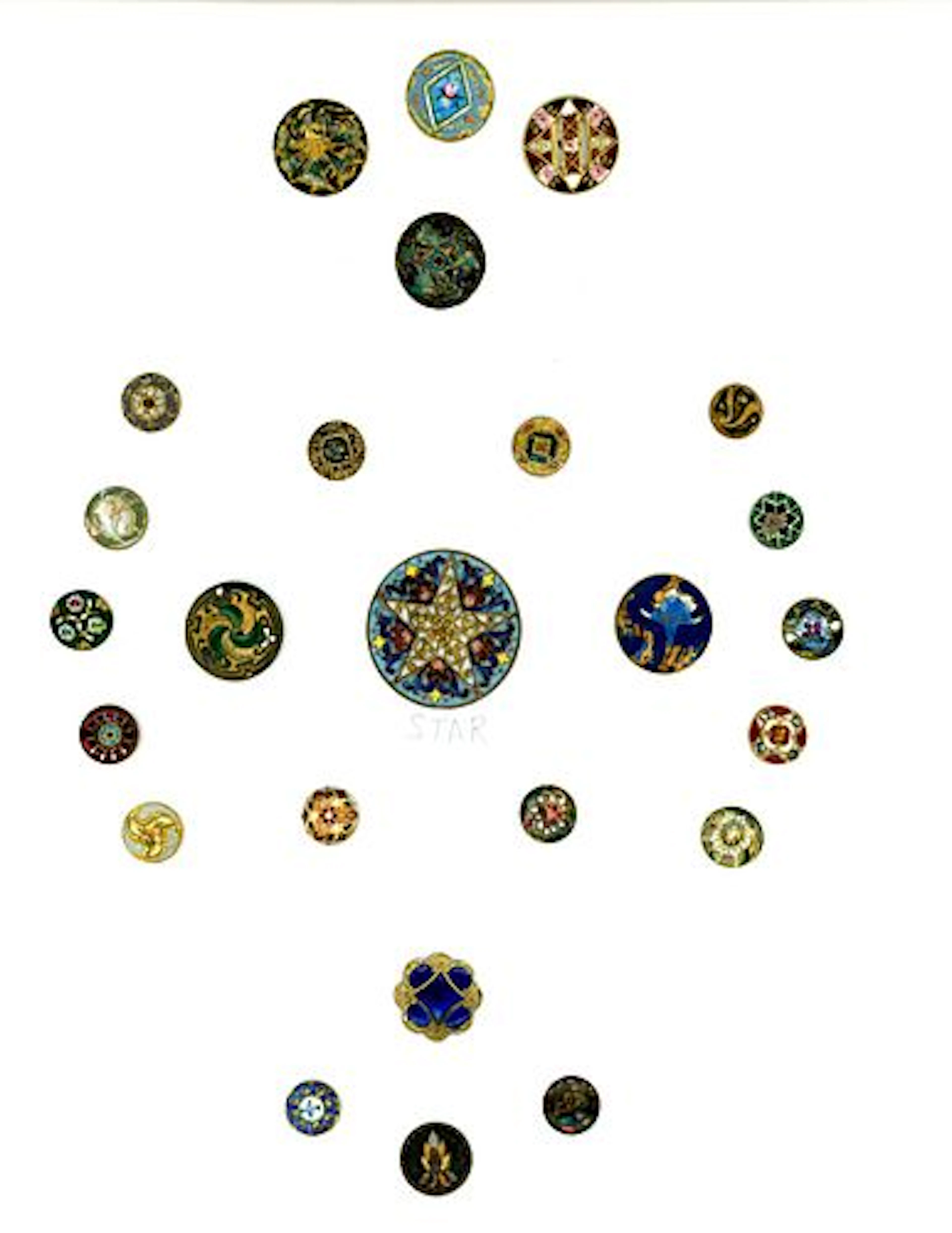 A CARD OF DIVISION 0NE ENAMEL BUTTONS