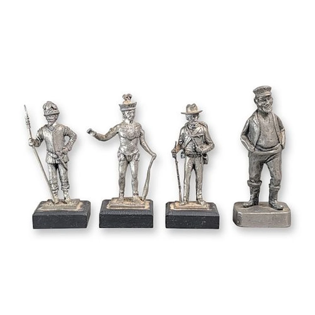 4pc Cast Pewter Historical and Character Figurines