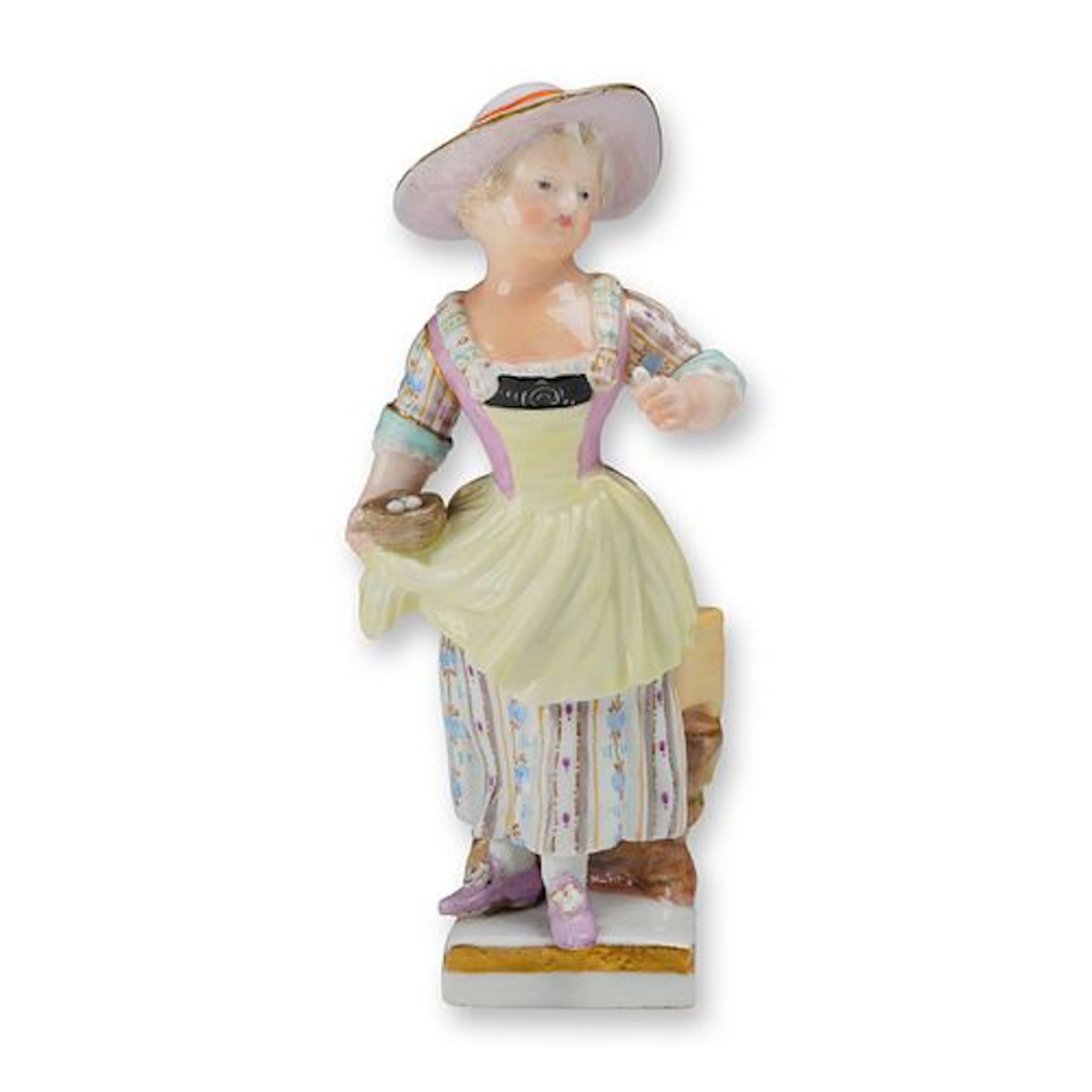 Meissen Porcelain Child Figurine, Girl Gardener with Basket