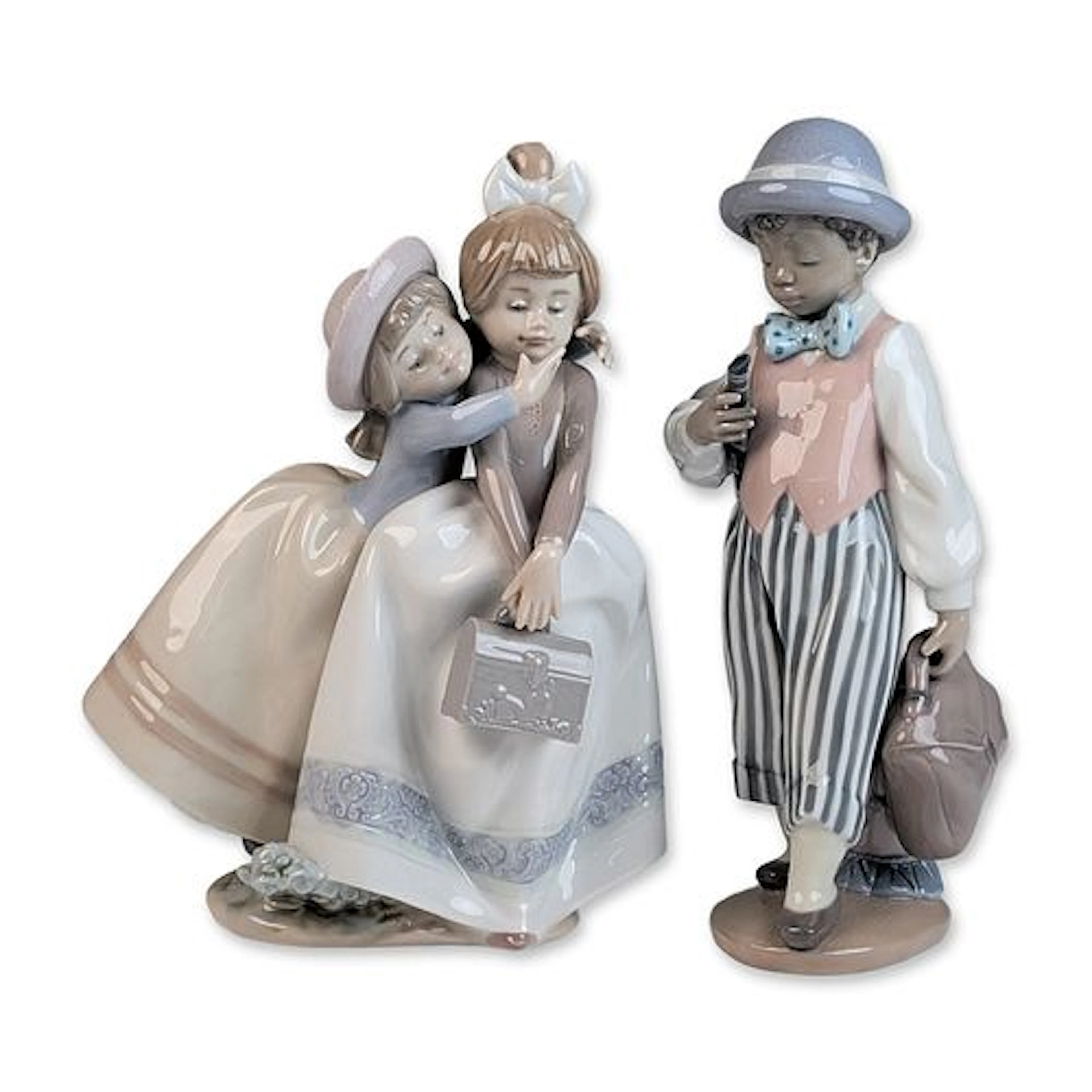 Two Lladro Porcelain Figurines, Sharing Secrets 01005720 & Jazz Clarinet