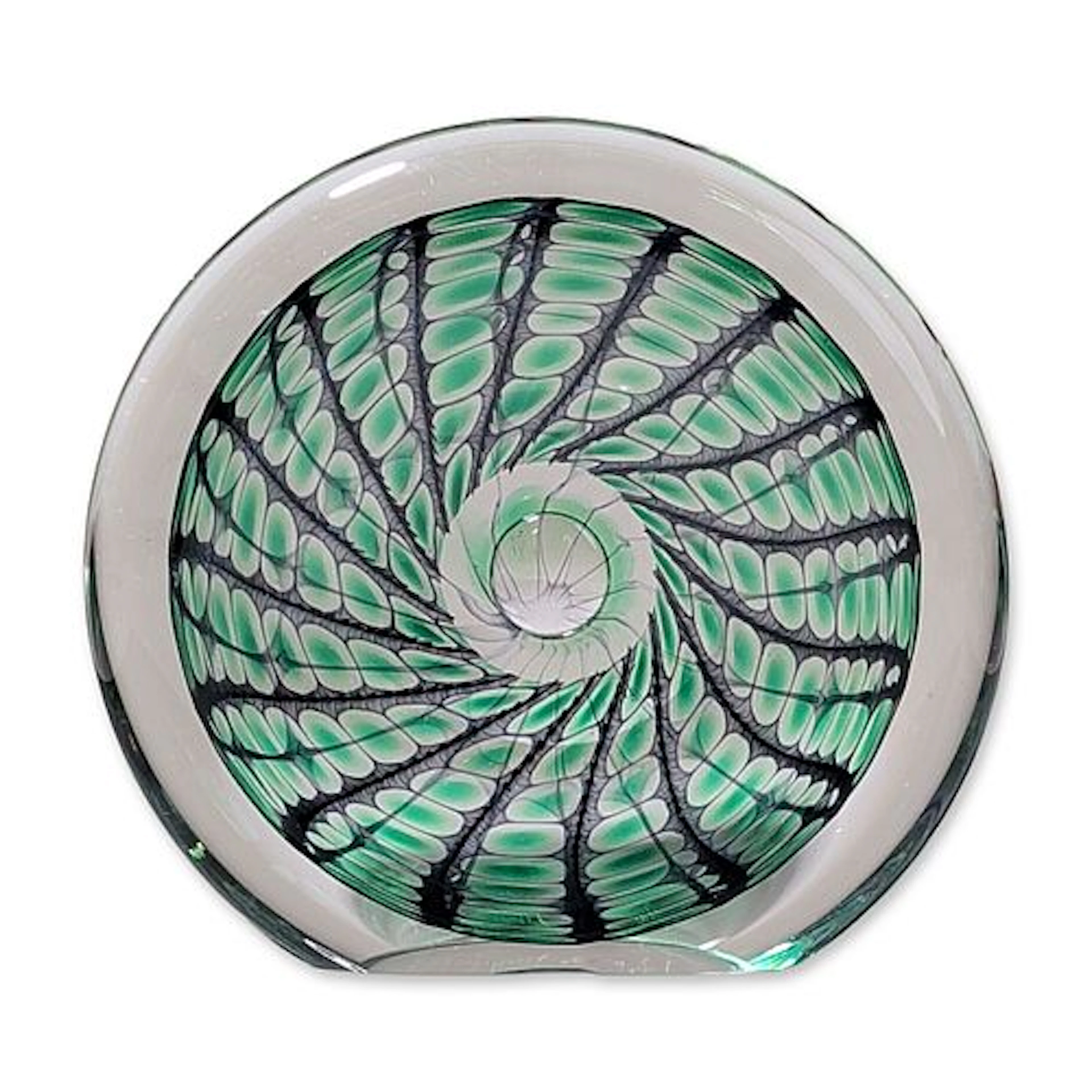 Tom Philabaum Geometric Graal Art Glass Paperweight, Signed