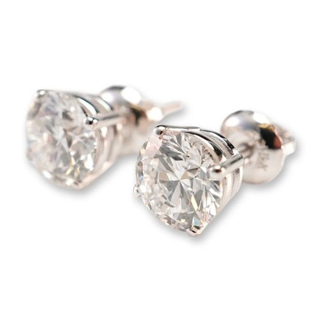 14K White Gold 2.08ctw Diamond Stud Earrings