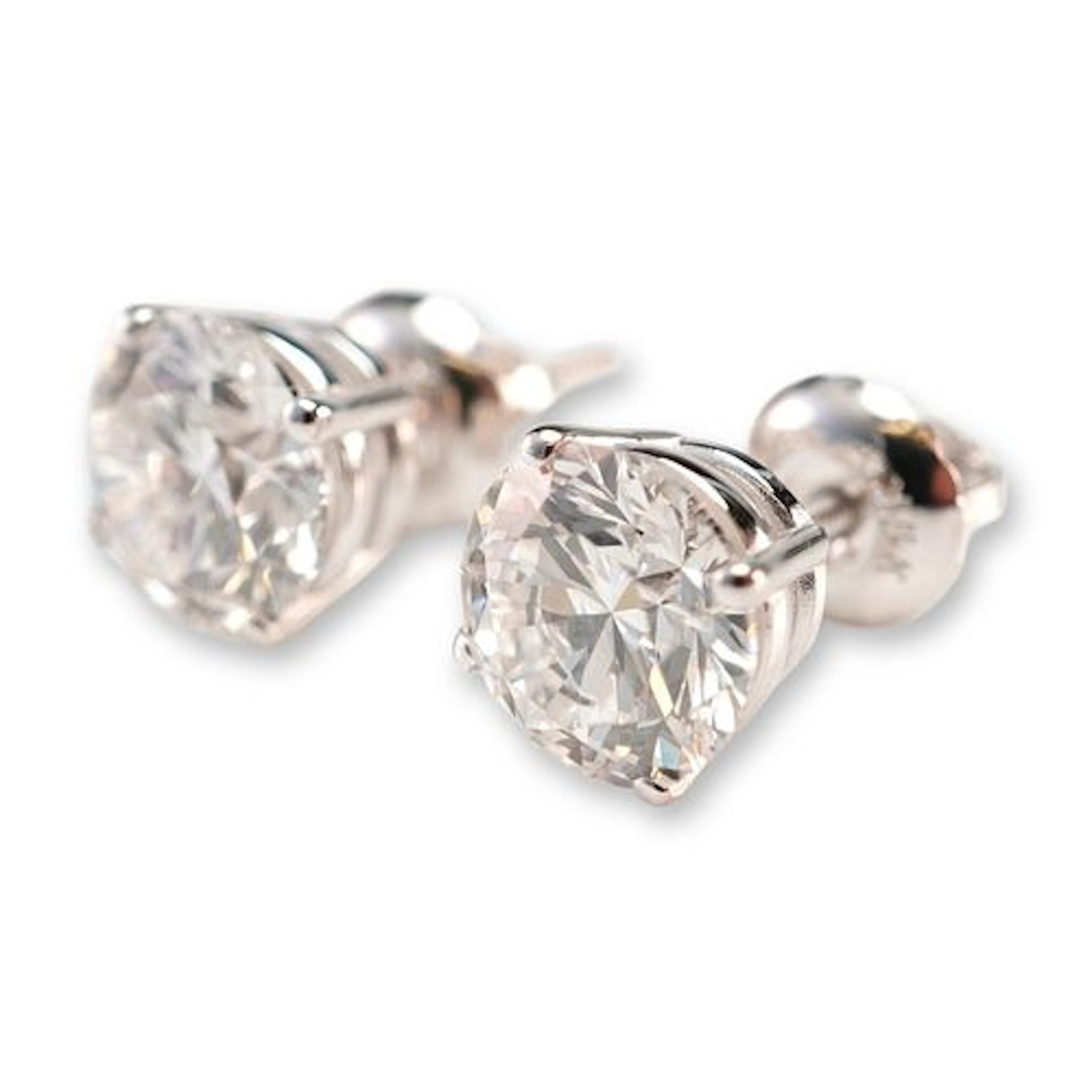 14K White Gold 2.08ctw Diamond Stud Earrings
