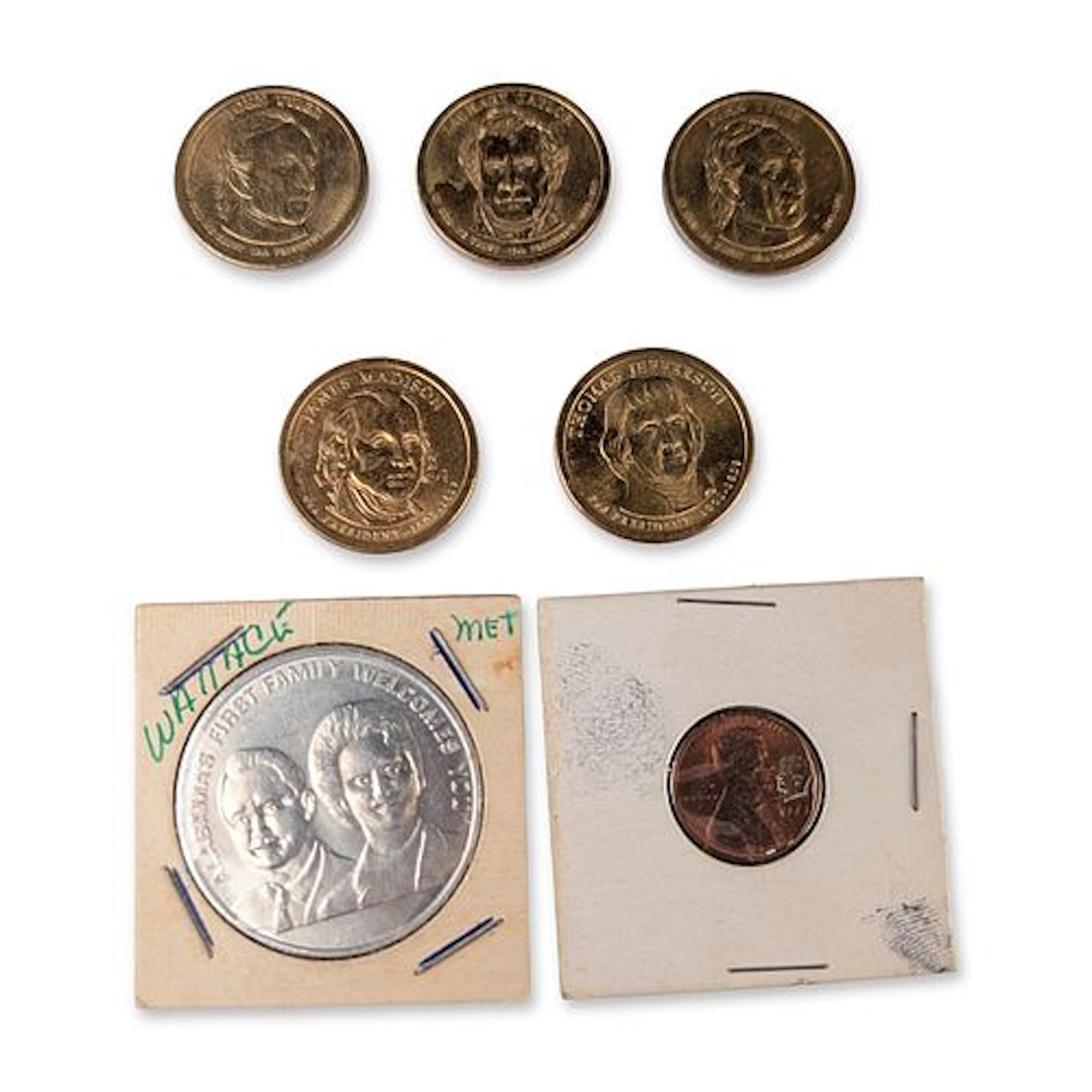 7pc Collection of US Presidential One-Dollar Coins and Commemorative Medals
