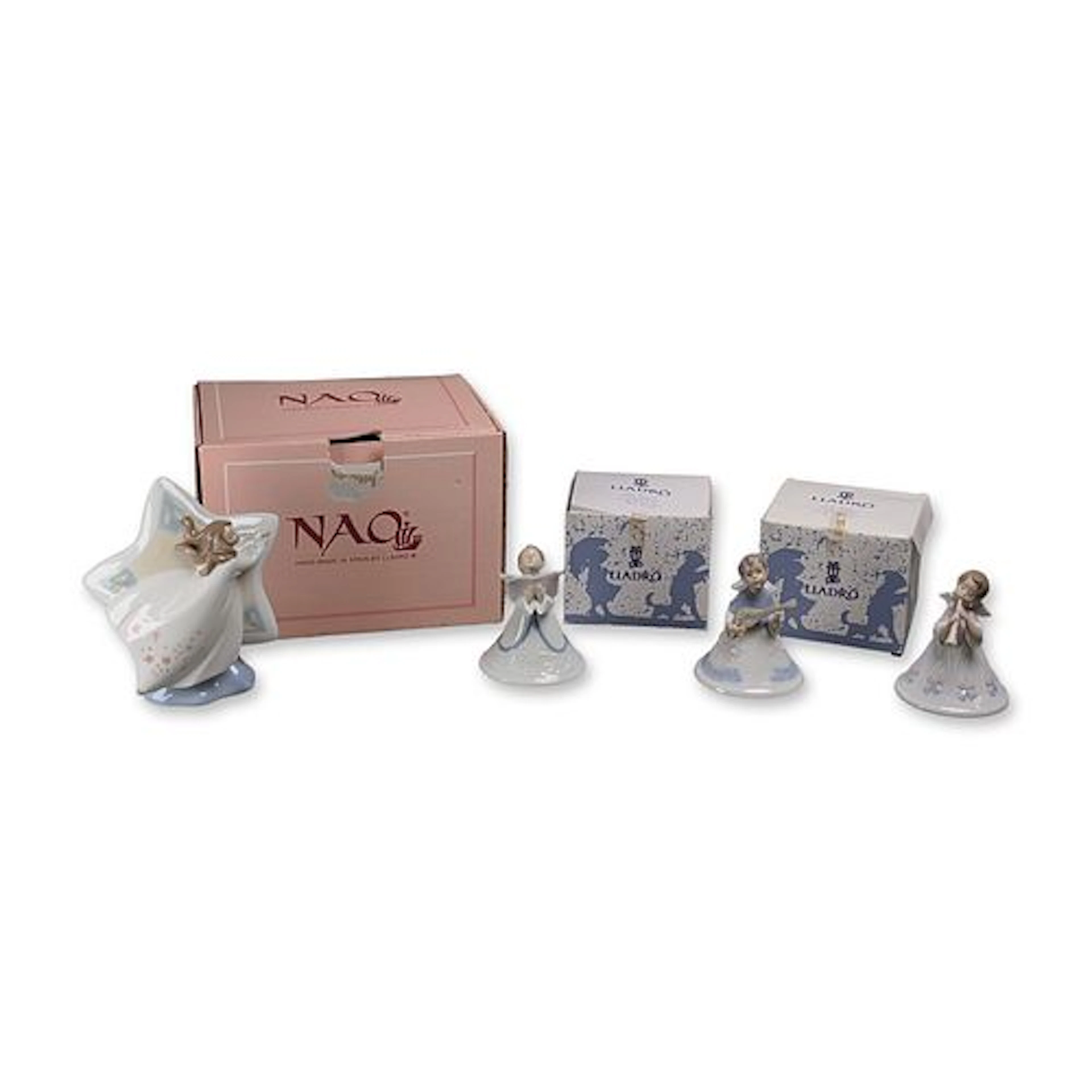 4pc Lladro and NAO Porcelain Angel Figurines