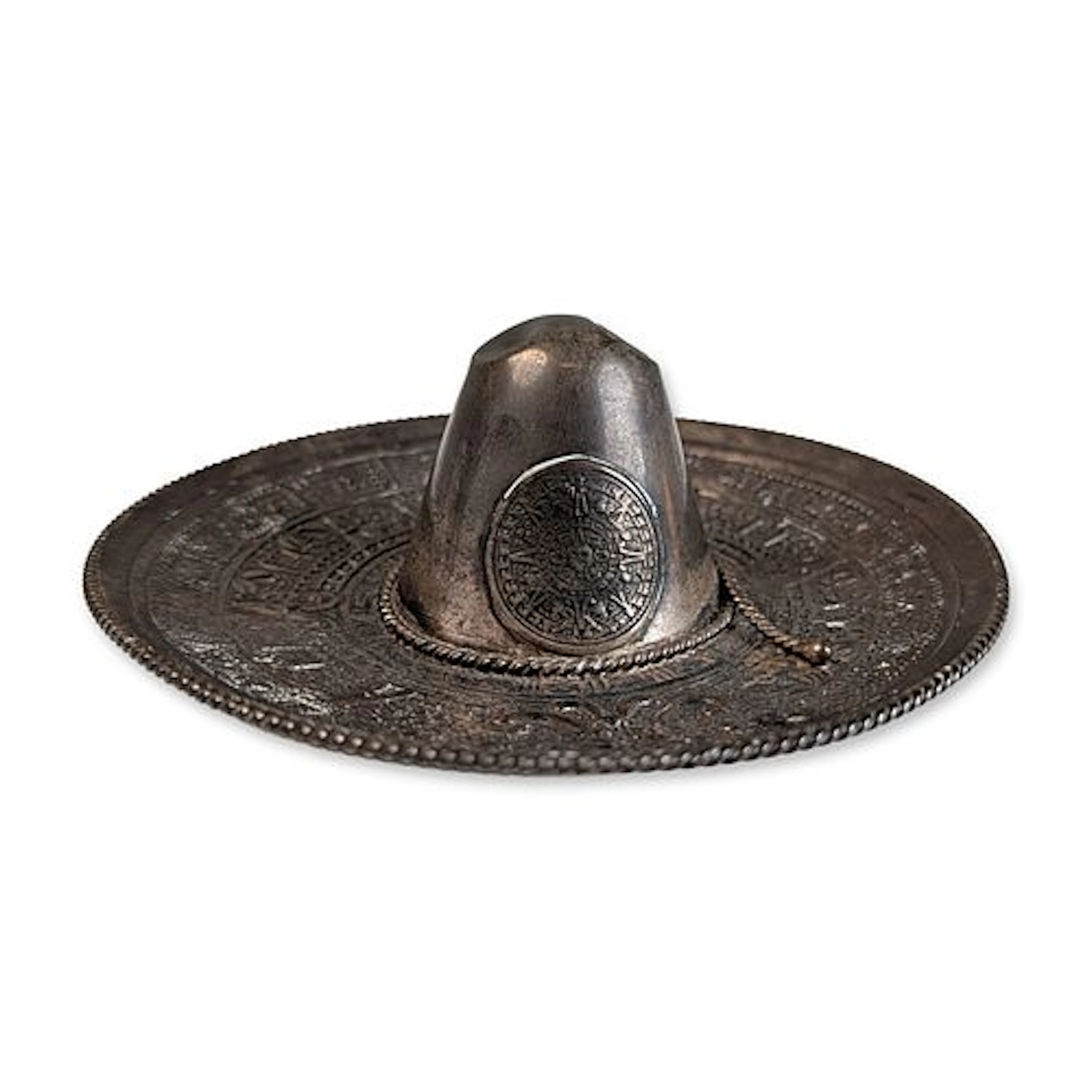 Sterling Silver Aztec Calendar Sombrero Figurine