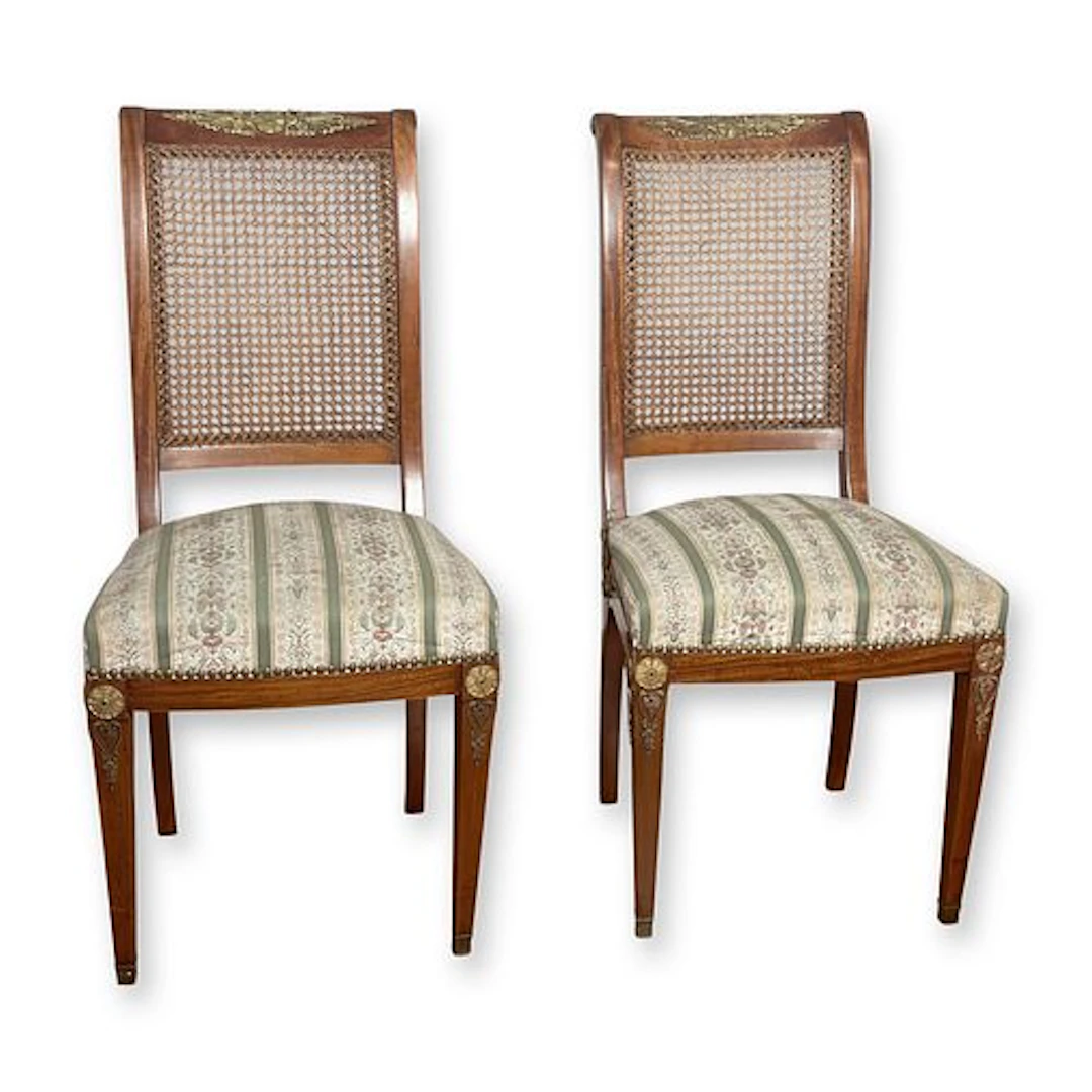 Pair of French Empire Style Side Chairs, Late 19th Century