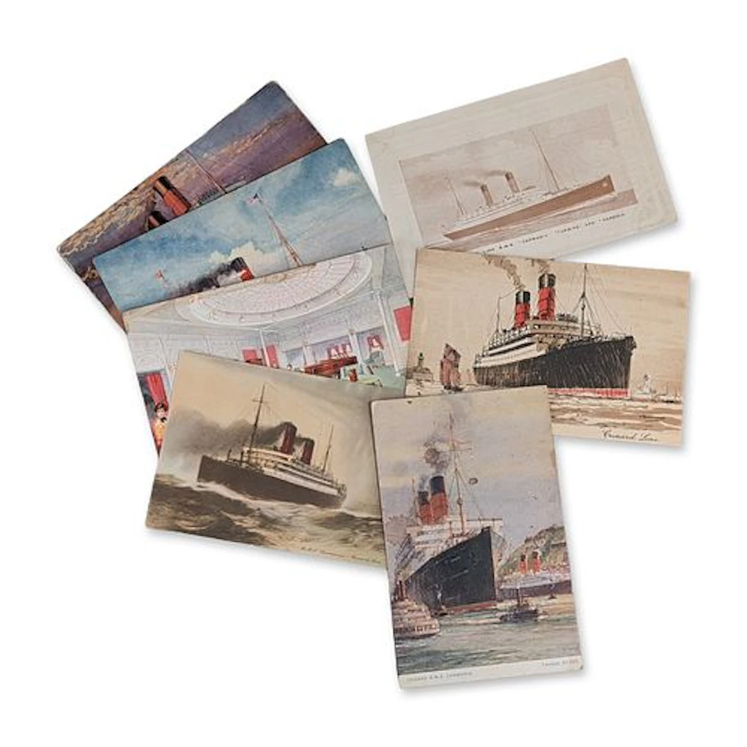 7pc Cunard Line RMS Carmania and Caronia Postcards and Ephemera