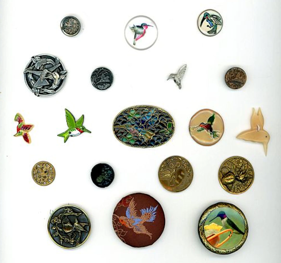 A SMALL CARD OF DIVISION 1 & 3 ASSORTED BIRD BUTTONS