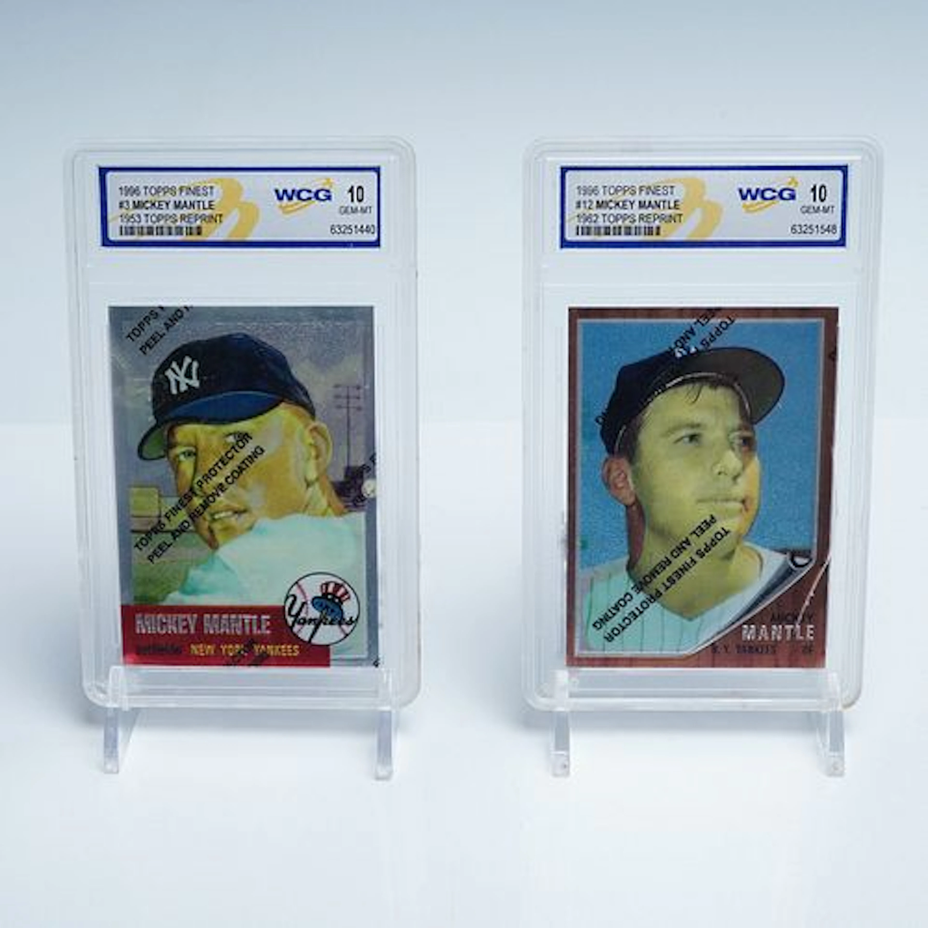2pc Mickey Mantle Topps Finest Cards WCG 10 Gem Mint