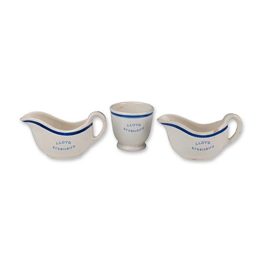3pc Lloyd Brasileiro Maritime Ironstone Creamers and Cup