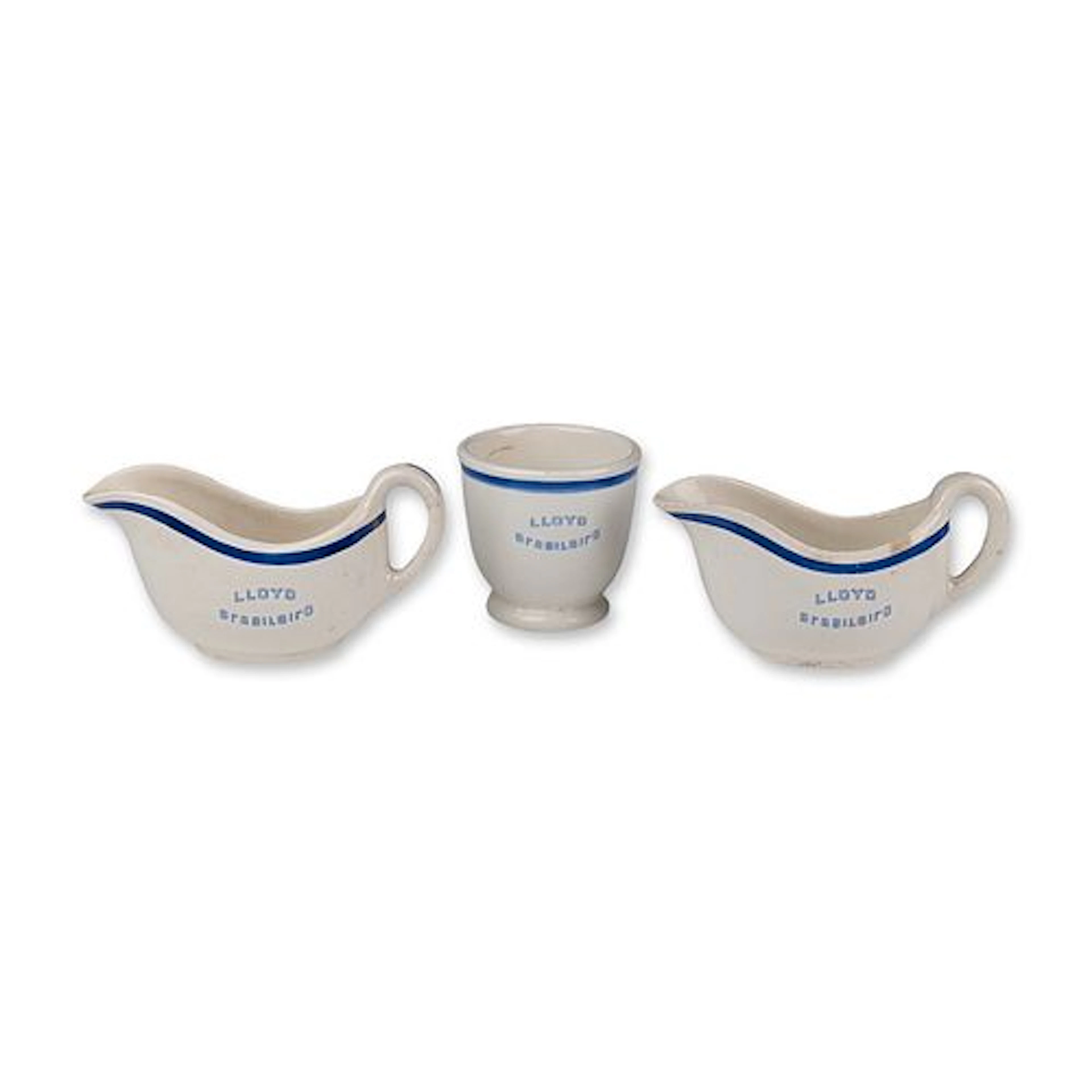 3pc Lloyd Brasileiro Maritime Ironstone Creamers and Cup