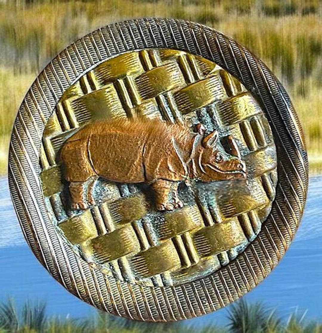 A DIVISION THREE PICTORIAL RHINO BUTTON