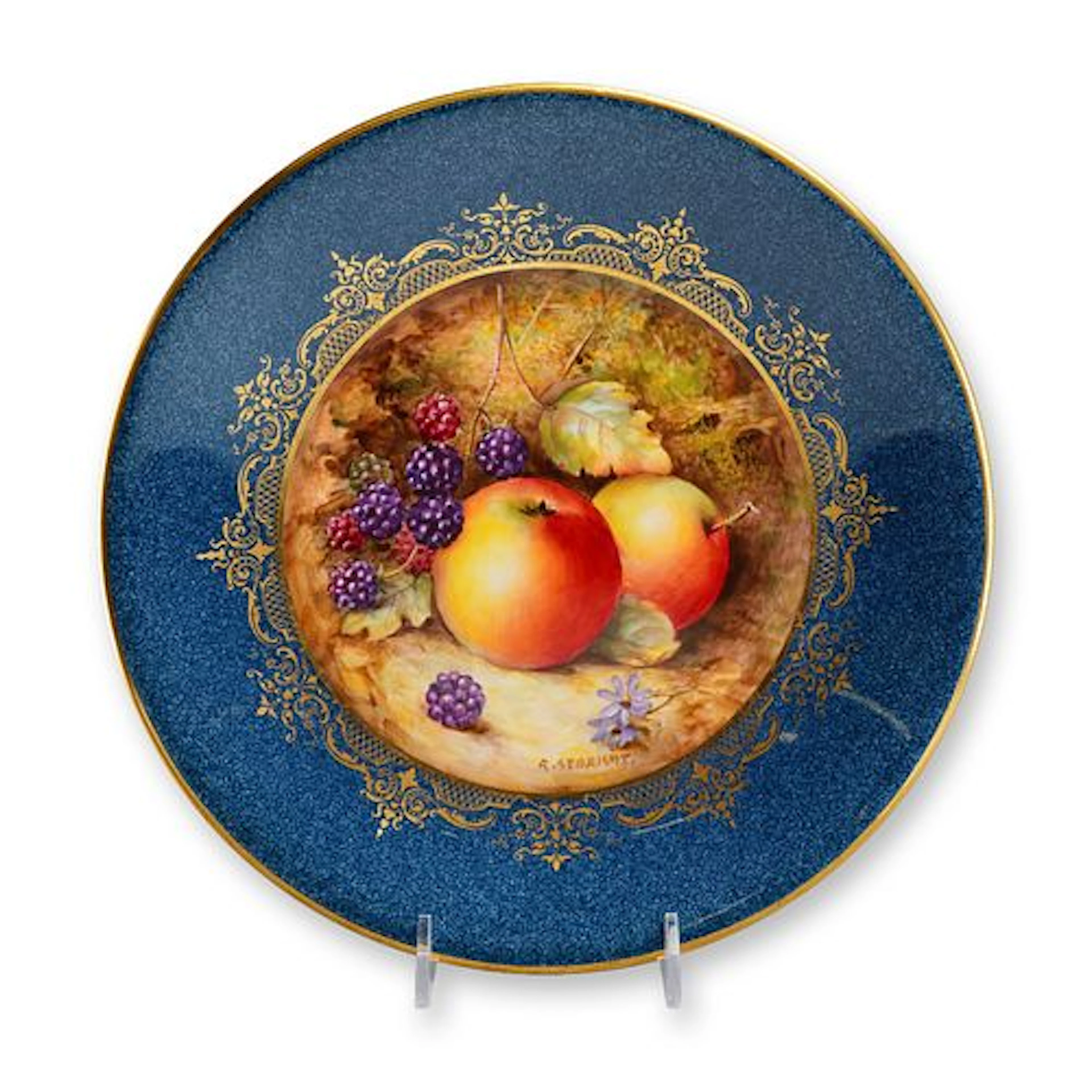 English Royal Worcester Hand-Painted Porcelain Cabinet Plate with