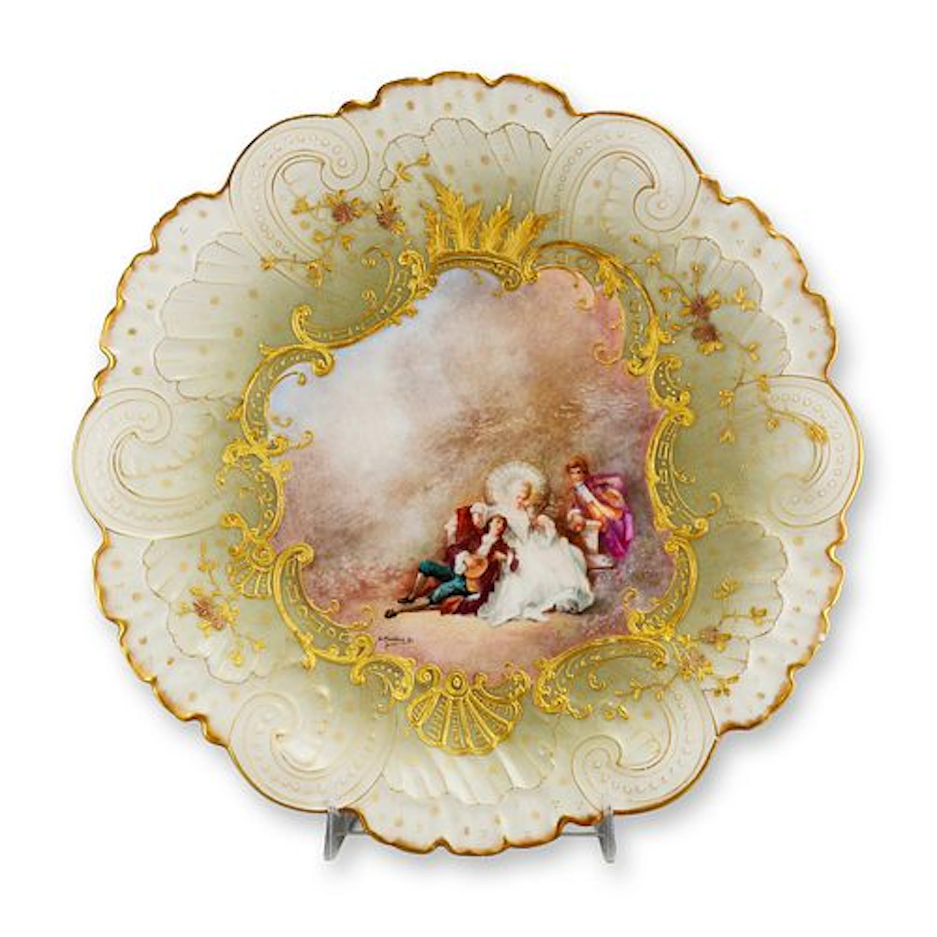 Mansard Paris Belle Epoque Hand-Painted Rococo Revival Cabinet Plate