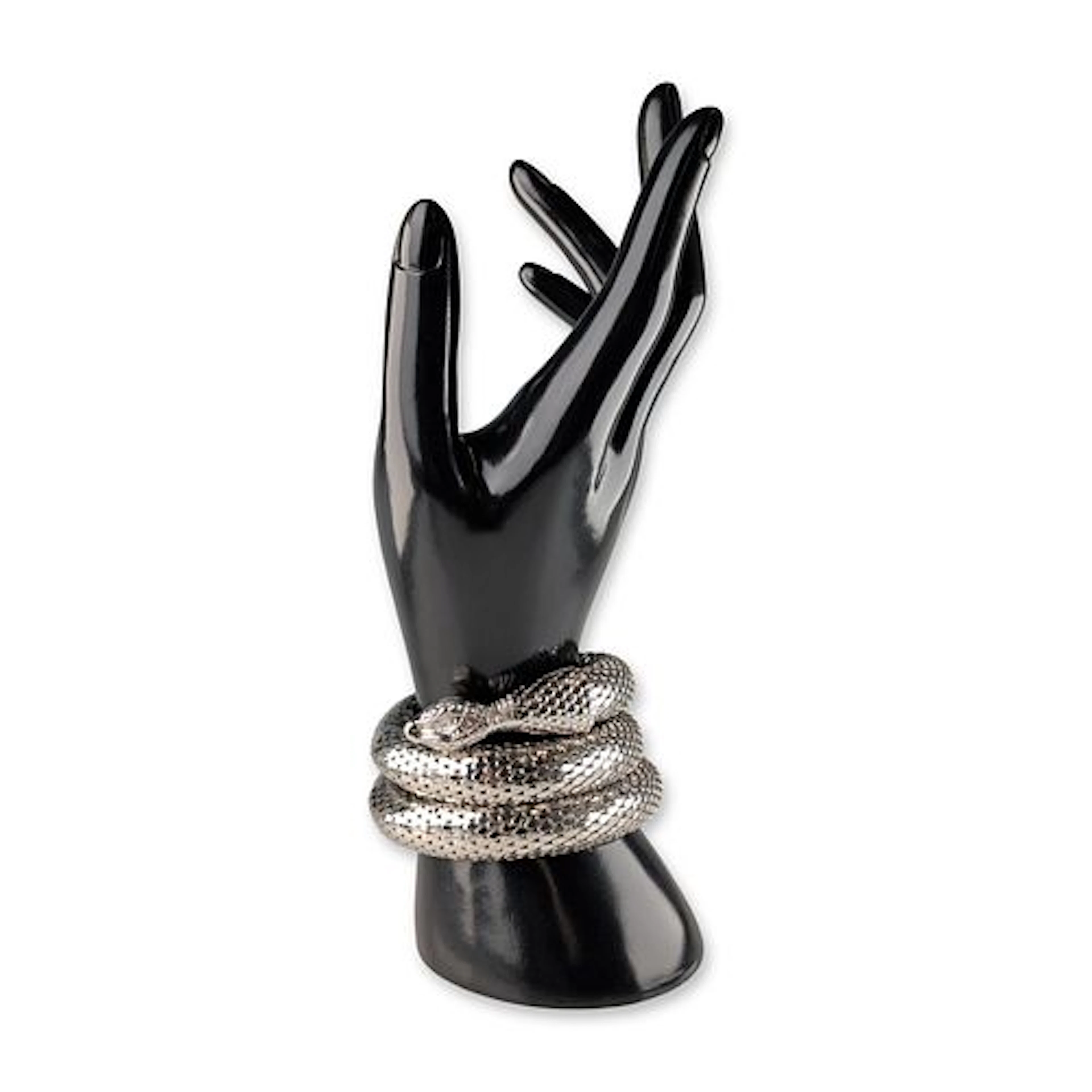 Whiting & Davis Silver Mesh Snake Triple Coil Wrap Bracelet