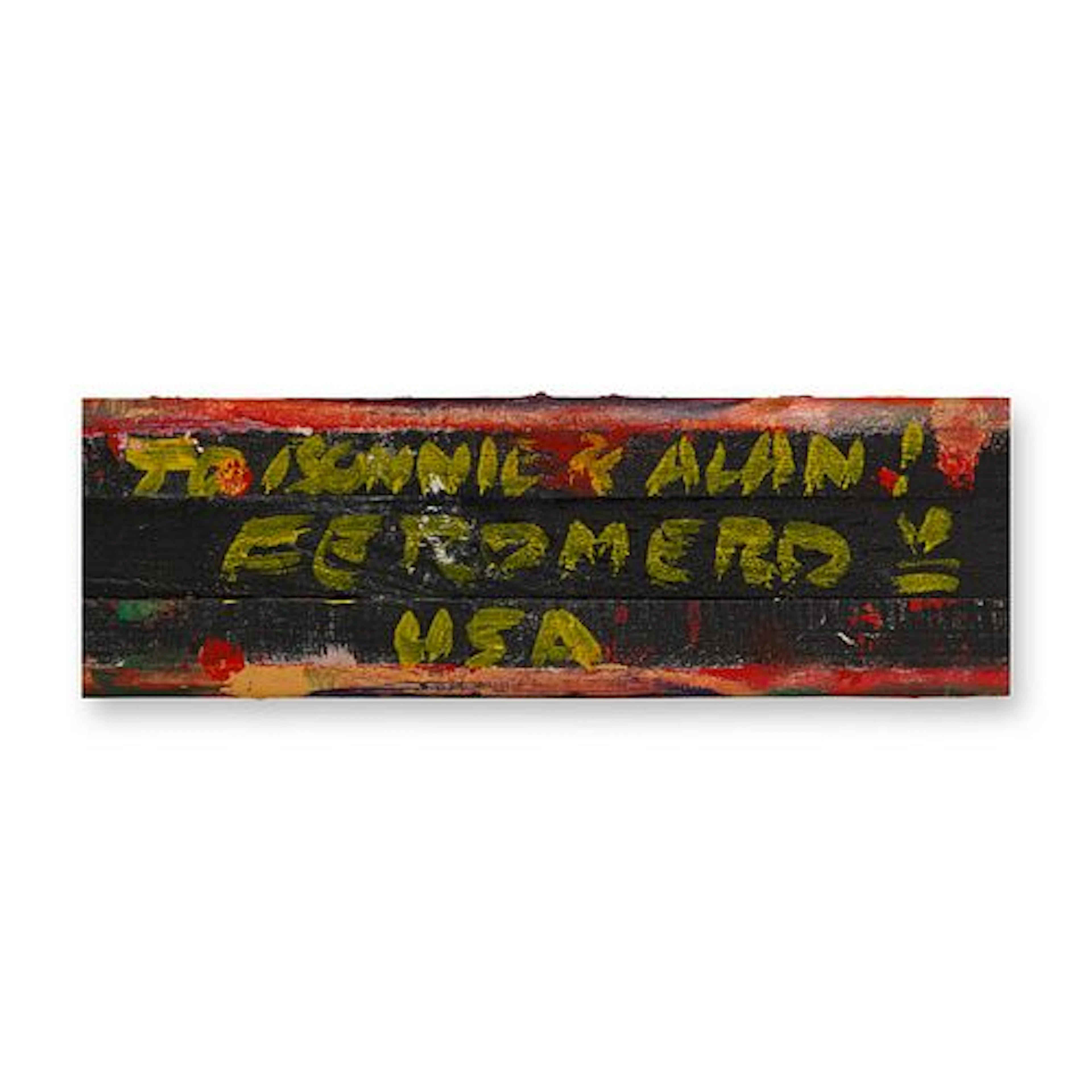 Frank Romero, Carro con Corazon, Oil Painted Wood Sculpture, Signed